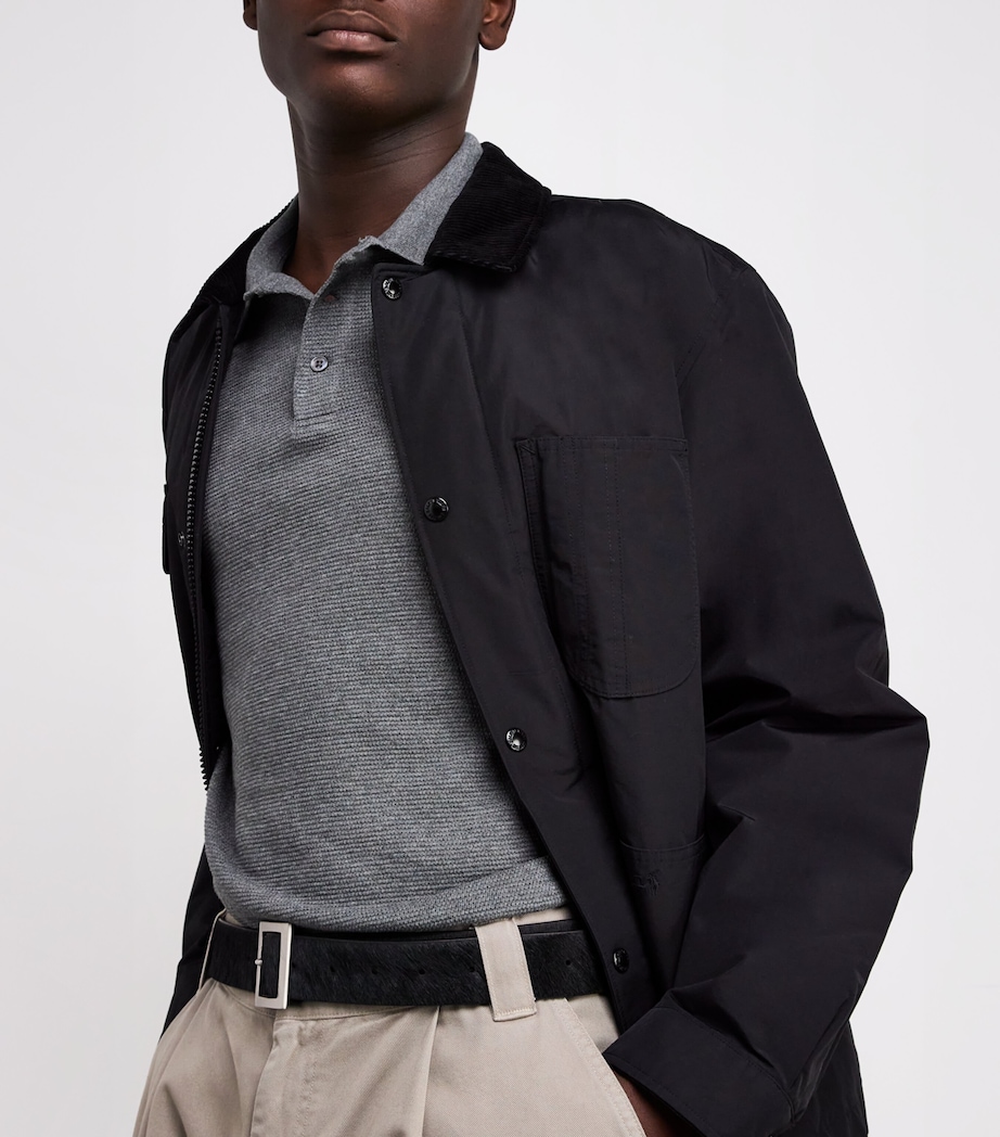 Cotton-Blend Knit Polo Shirt GREY Image 6