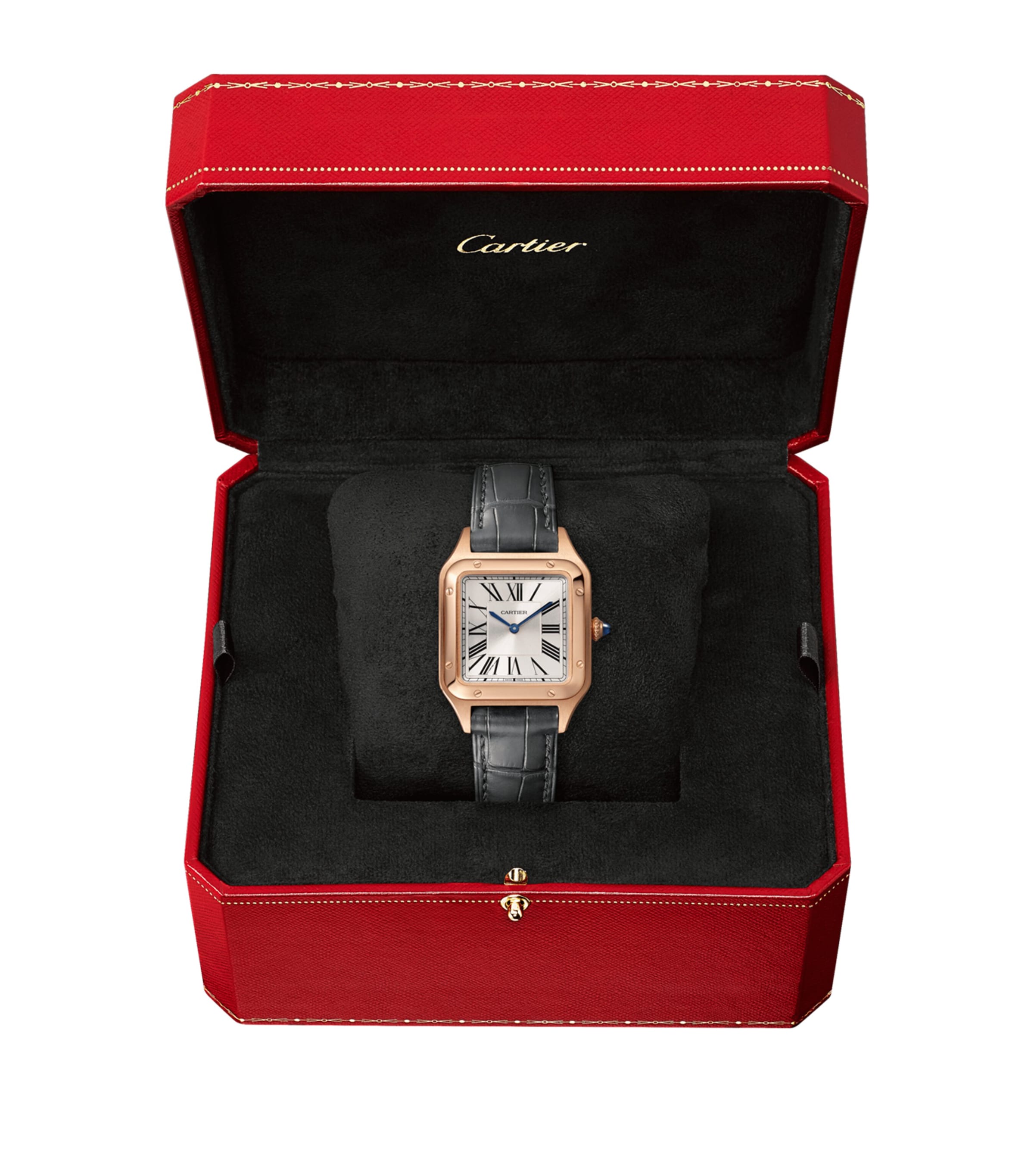 Cartier Rose Gold Santos-Dumont Watch 27.5mm Grey Image 9