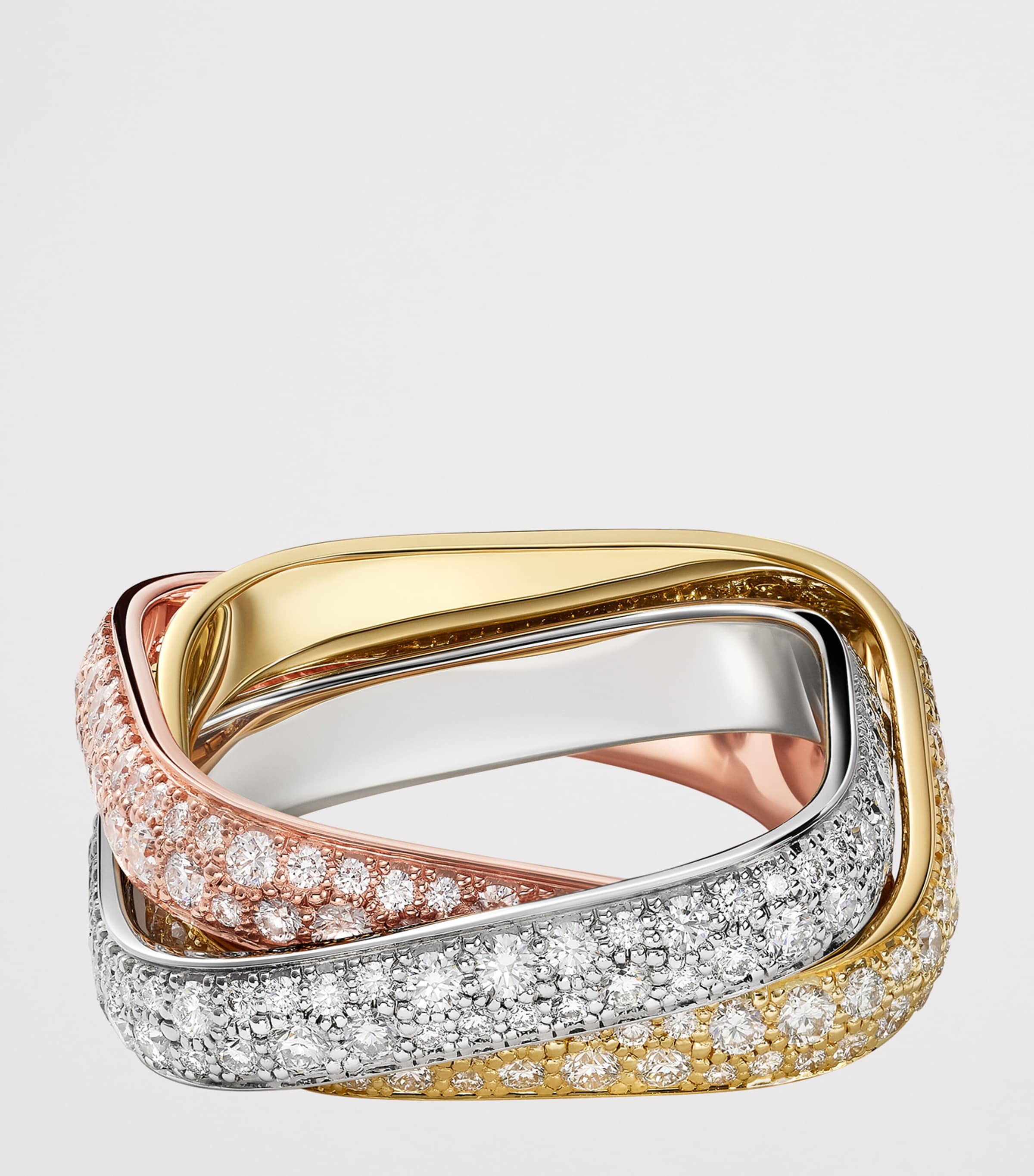 Mixed Gold and Diamond Classic Trinity Cushion Ring YLLW/ROSE/WHITE GOLD Image 5