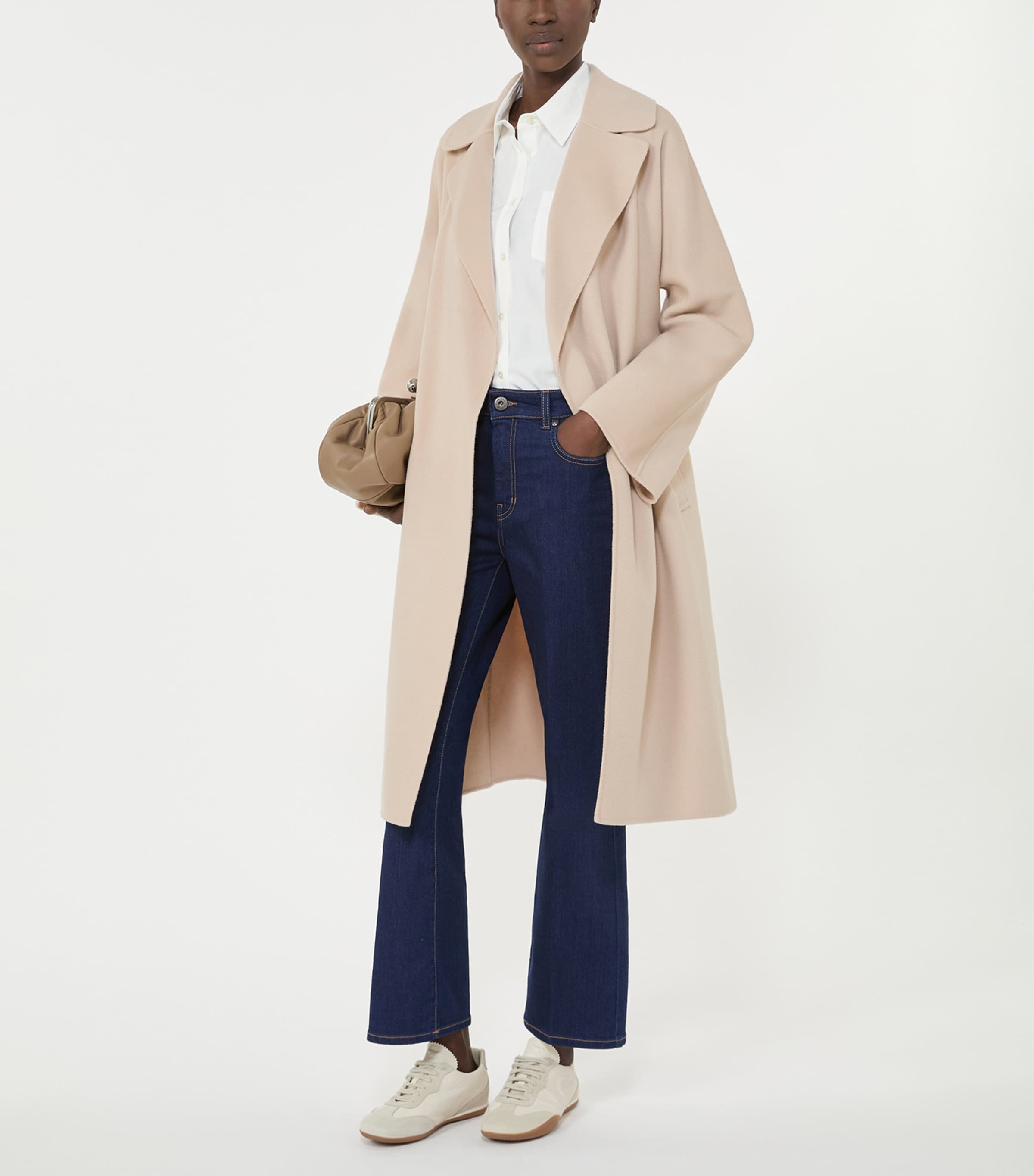 Wool-Blend Belted Coat SAND Image 4