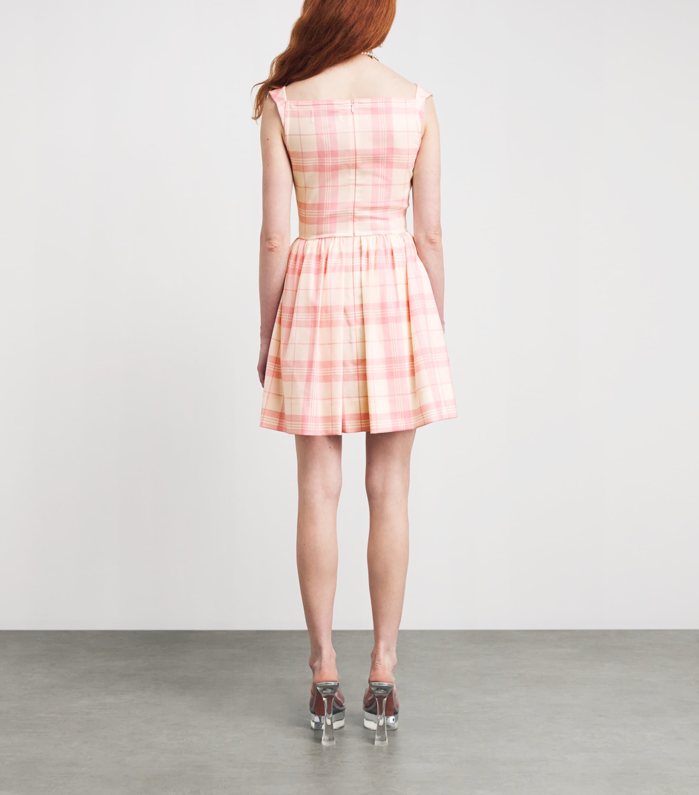 Vivienne Westwood Womens Wool-Blend Tartan Sunday Mini Dress Ivory/pink Image 4