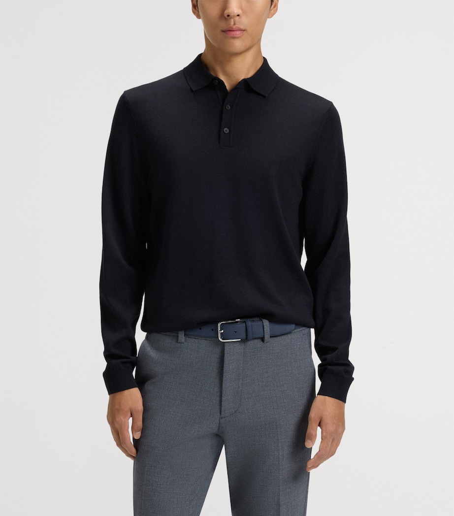 BOSS Mens Virgin Wool Polo Sweater Image 2