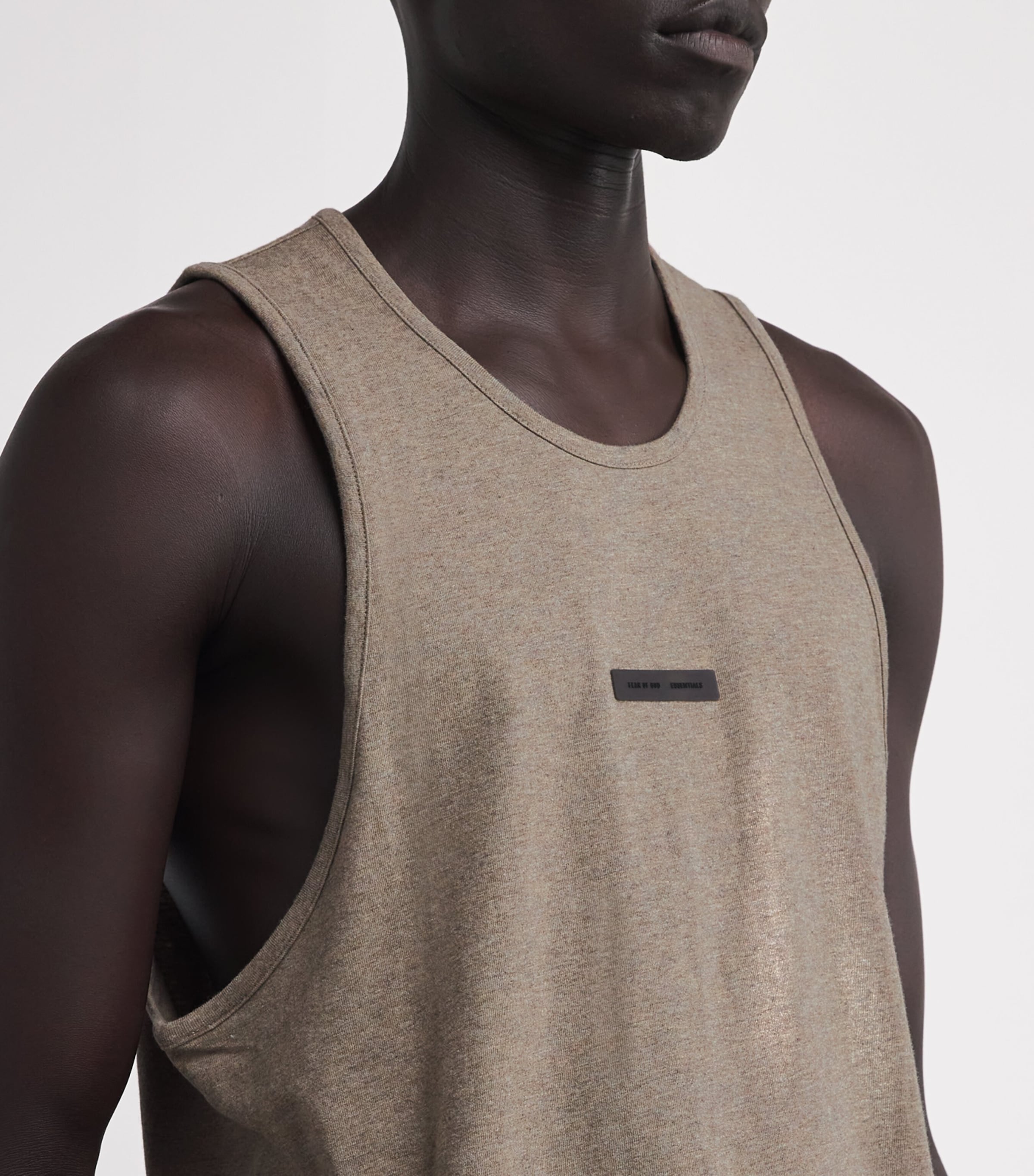 FEAR OF GOD ESSENTIALS Grey Cotton Oversized Logo Tank Top  display picture 1