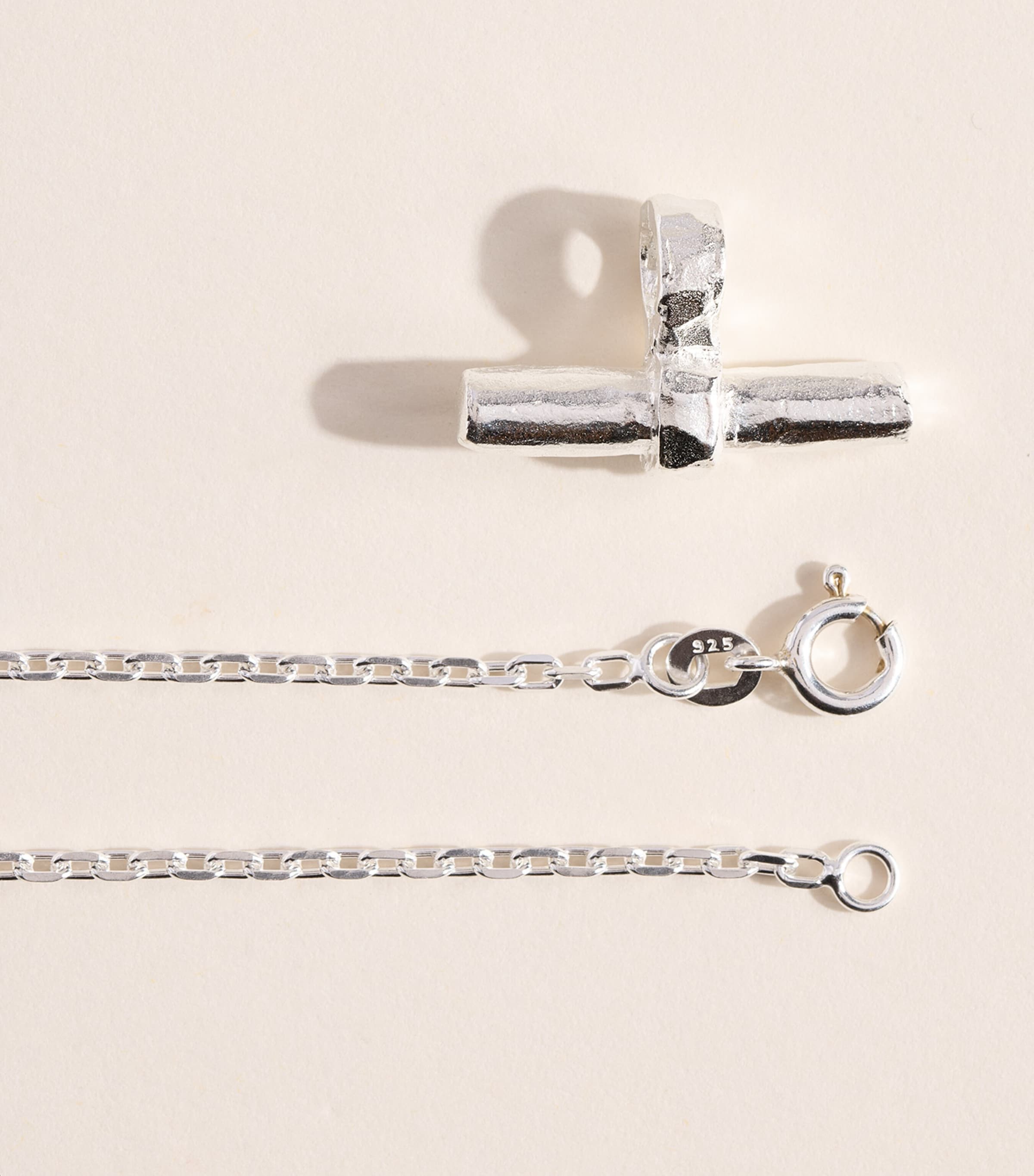 THE OUZE Sterling Silver T-Bar Necklace Silver Image 4