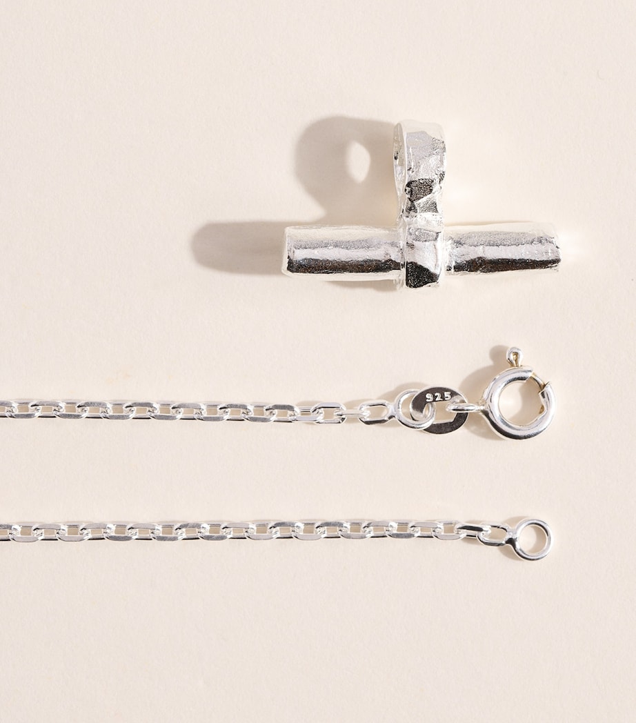 THE OUZE Sterling Silver T-Bar Necklace Silver Image 4
