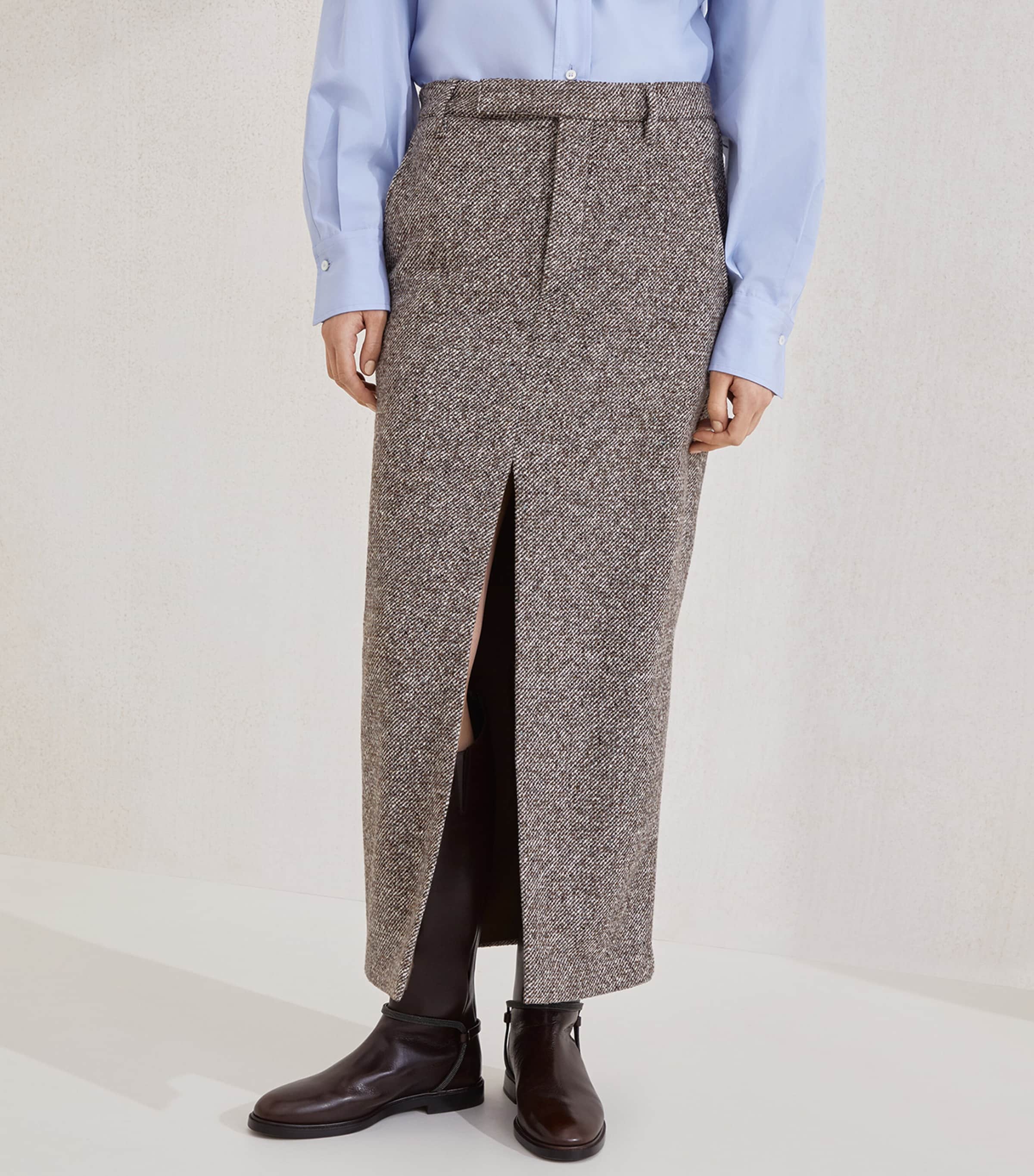 Wool-Silk Mélange Pencil Skirt C6321 Image 2