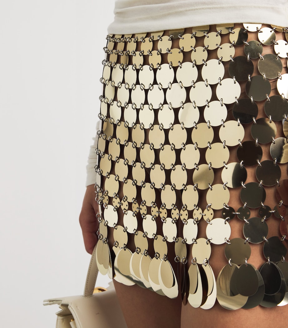 Rabanne Womens Chain-Link Mini Skirt Antic Gold Image 3