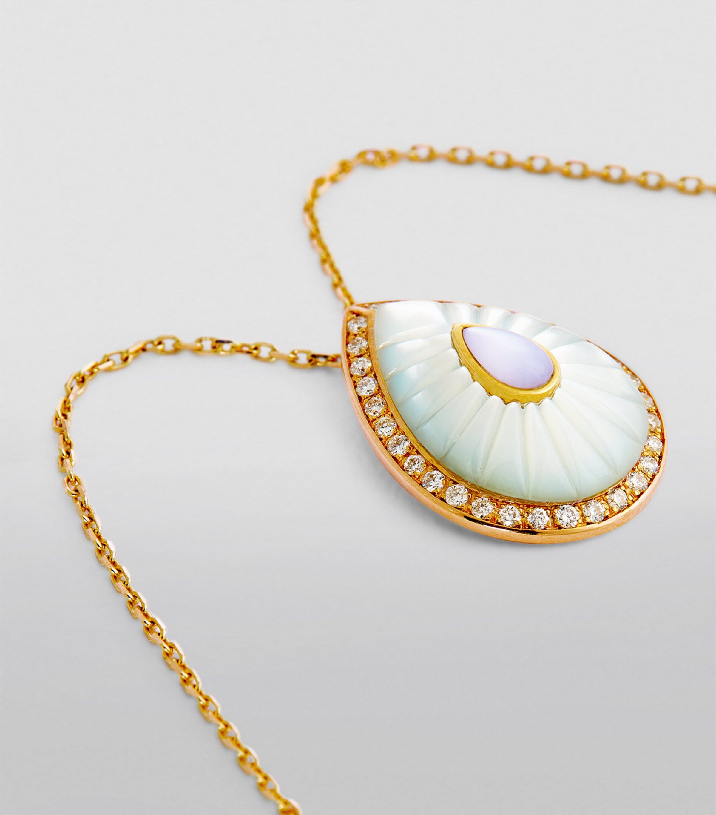 L'ATELIER NAWBAR Yellow Gold, Diamond and Mother-of-Pearl Bond Street Necklace Blue Image 5