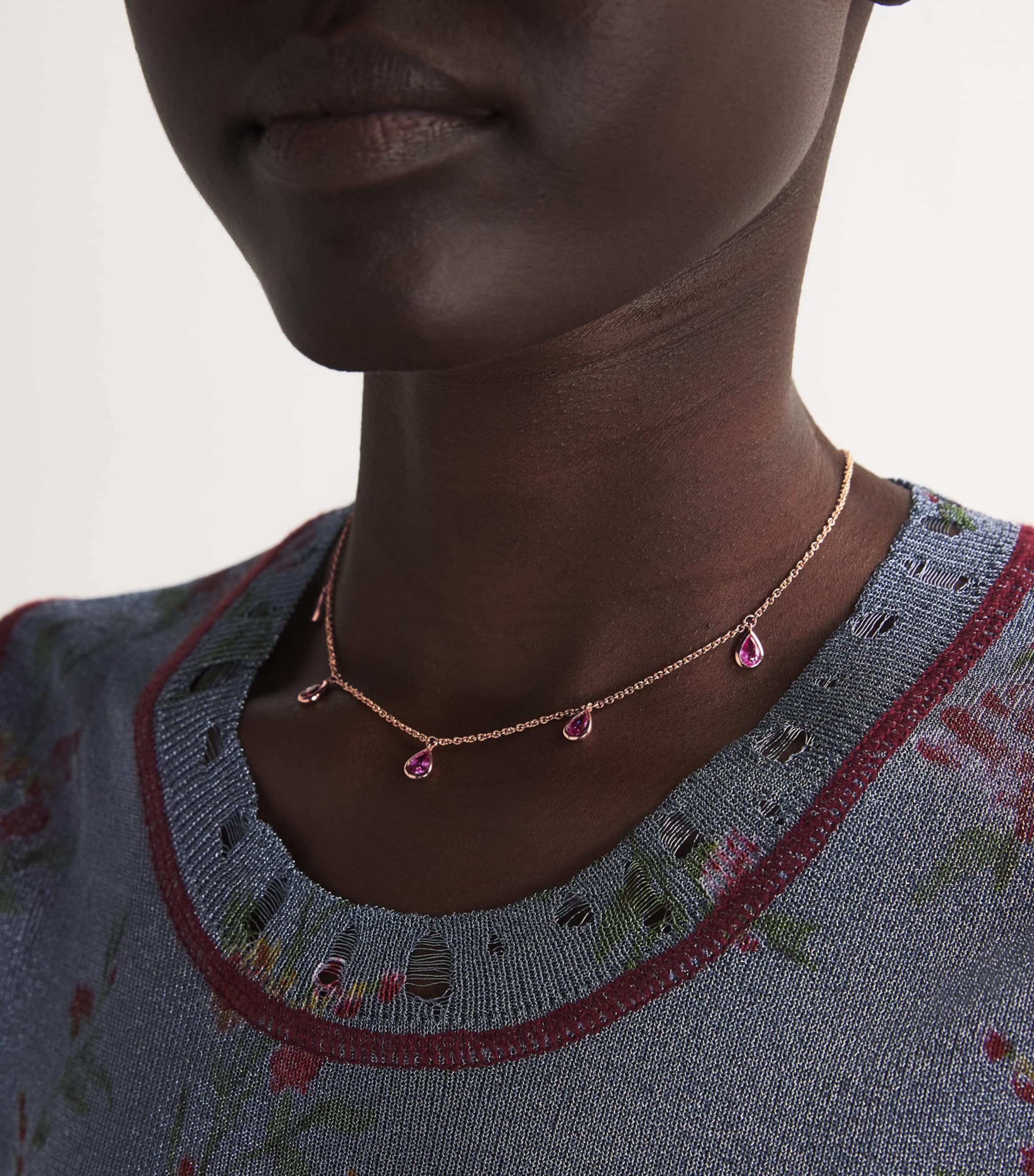 SHAY Rose Gold and Pink Sapphire Pear Drop Necklace Rose Gold Image 2