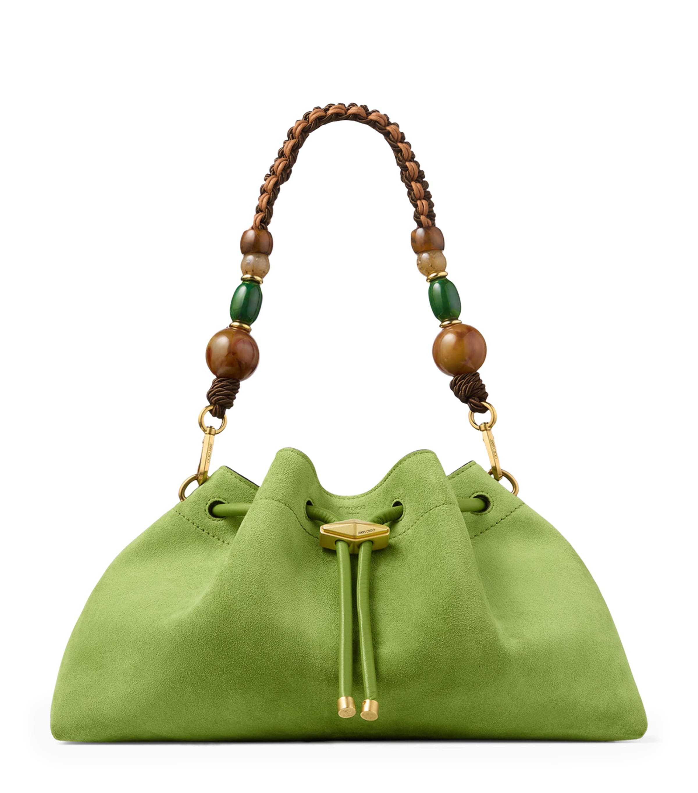 Jimmy Choo Medium Suede Cinch Beaded Bucket Bag Clover/gold Image 1