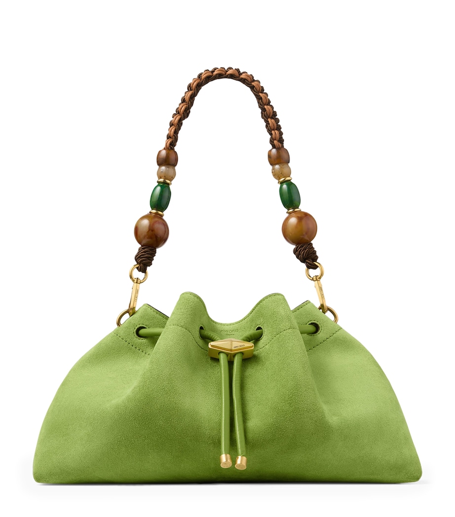 Jimmy Choo Medium Suede Cinch Beaded Bucket Bag Clover/gold Image 1