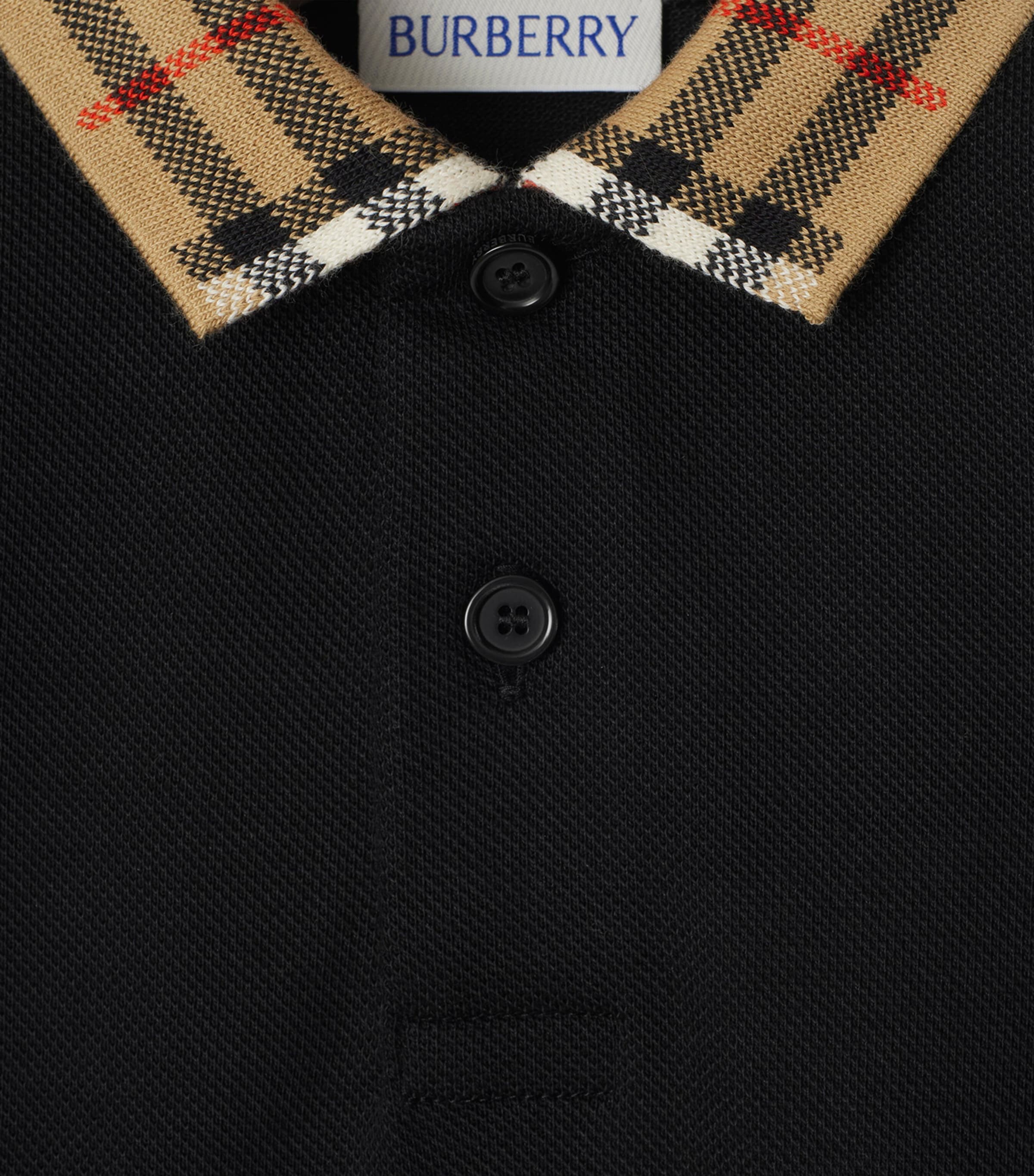 Cotton Check-Collar Polo Shirt (6-24 Months) BLACK Image 3