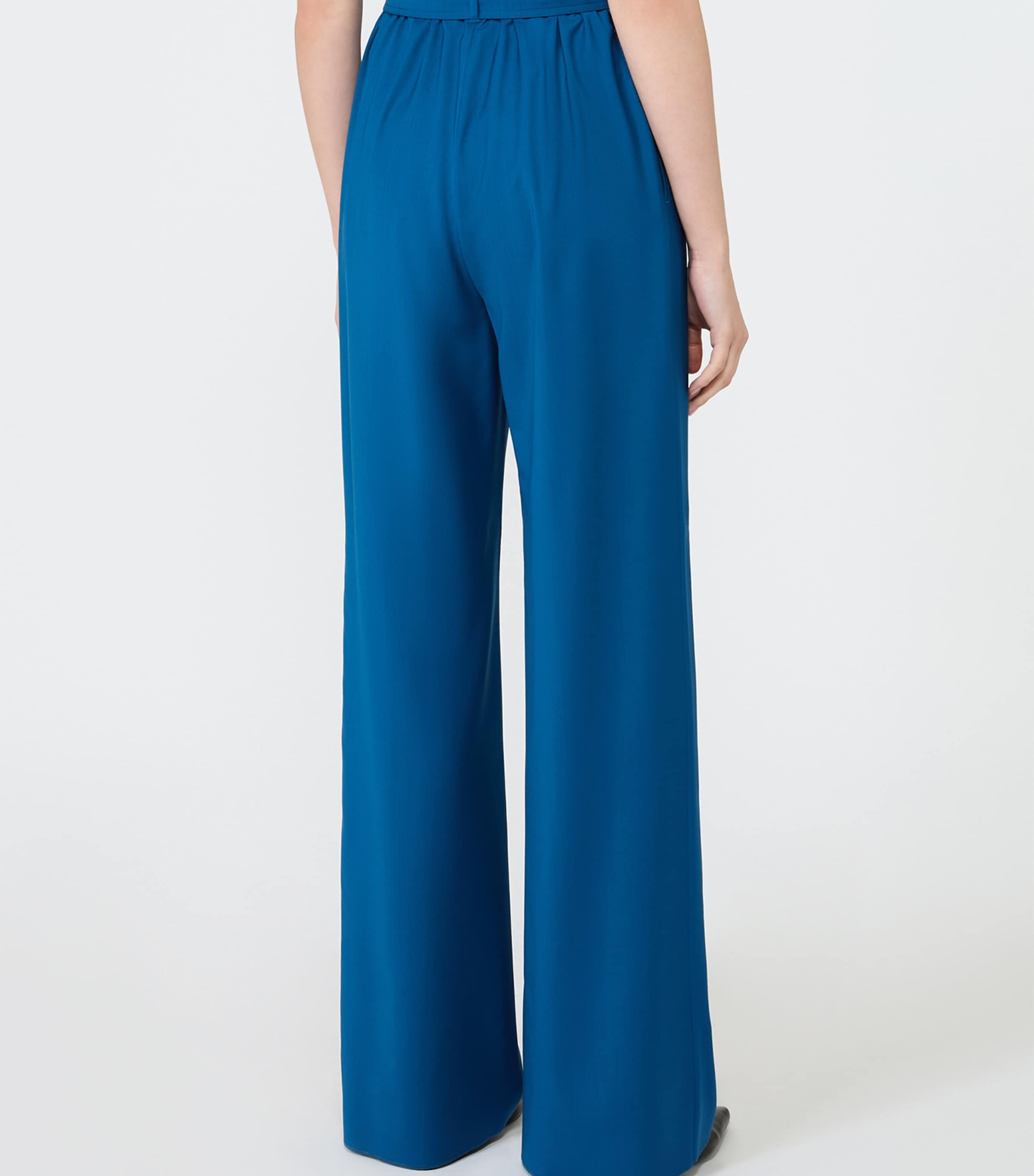 Max Mara Womens Virgin Wool Wide-Leg Trousers Navy Image 4