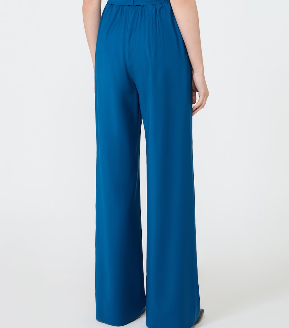 Max Mara Womens Virgin Wool Wide-Leg Trousers Navy Image 4