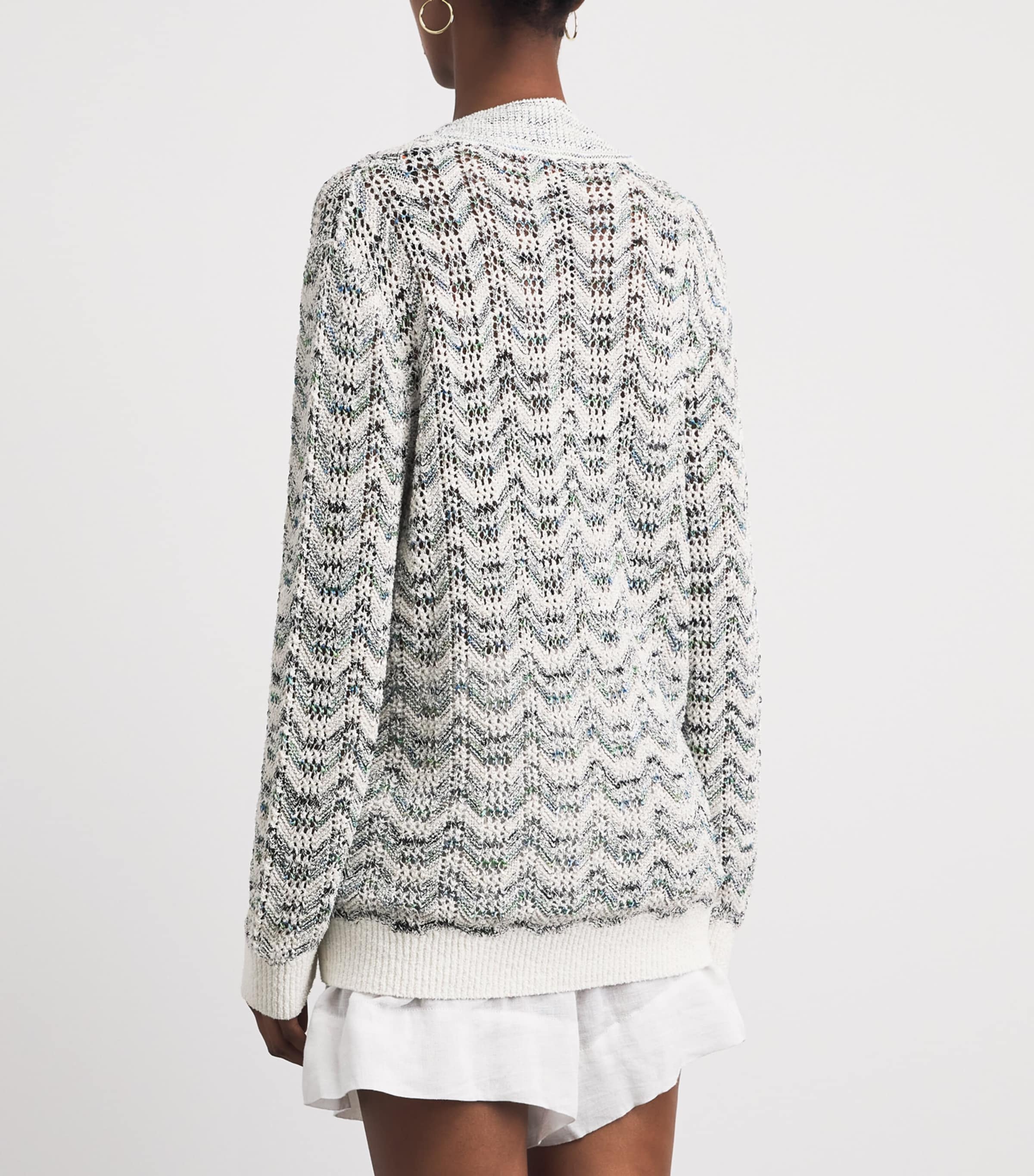 Missoni Womens Relaxed Zigzag Sweater Wht W Grn N Bl Image 5