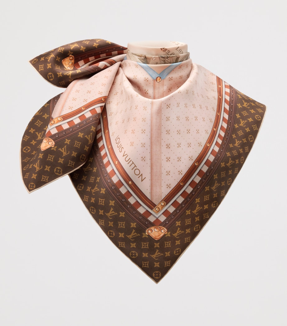 LOUIS VUITTON Silk Chez Elle Square Scarf Beige Image 3