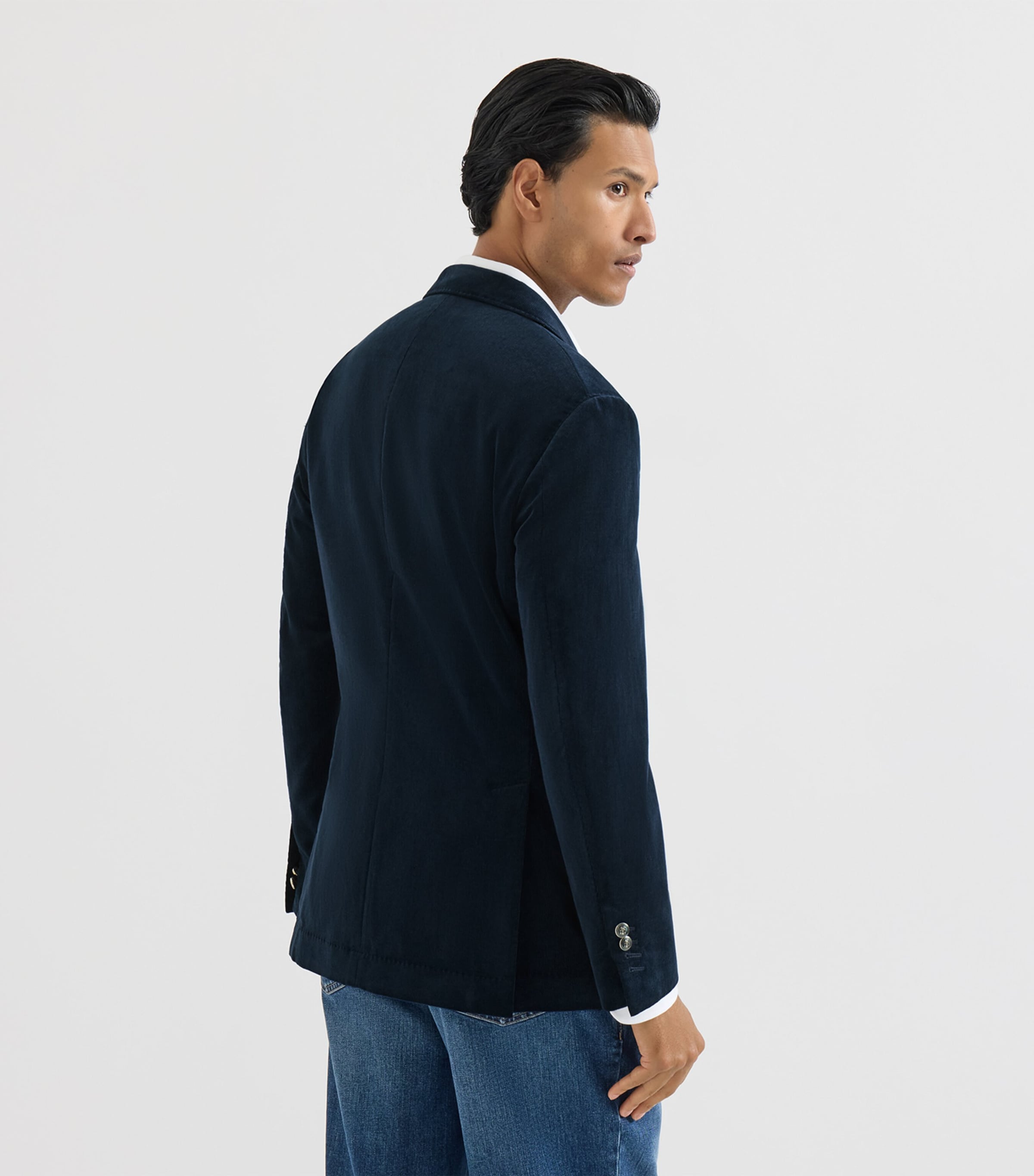 Brunello Cucinelli Blue Sea Island Cotton One-and-a-Half-Breasted