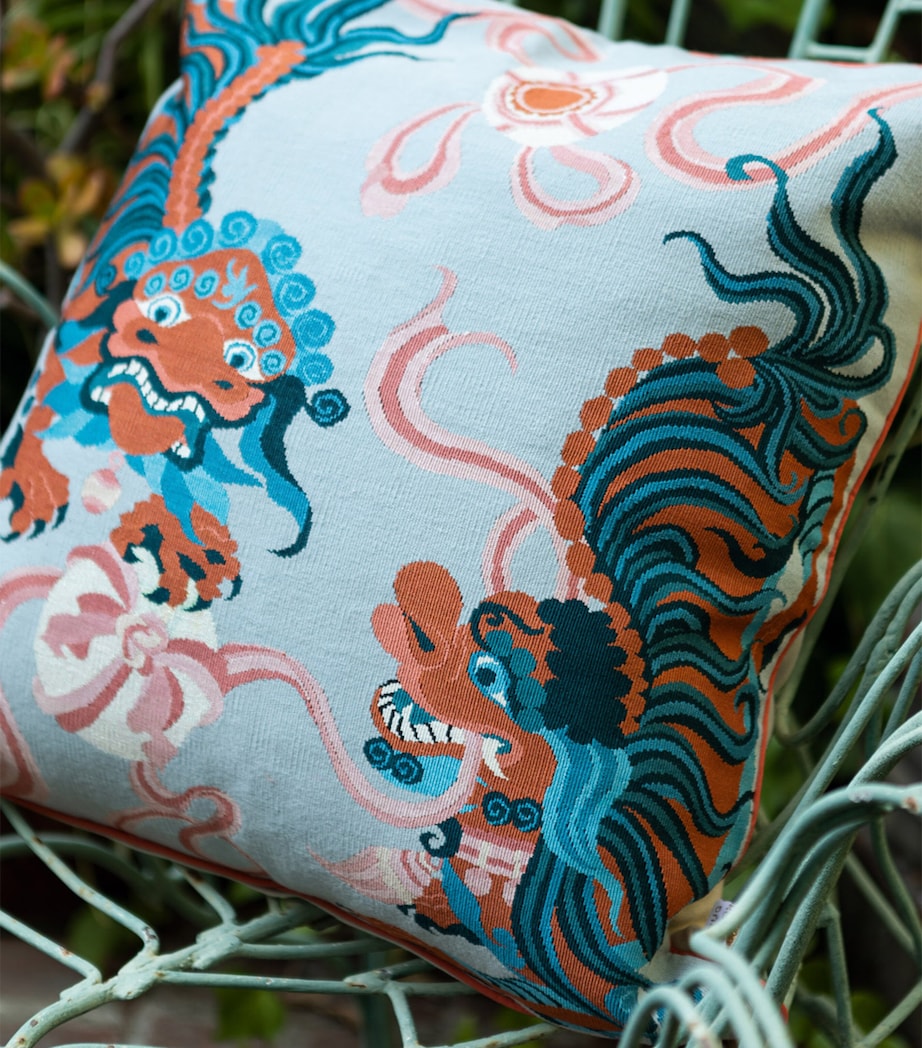 x Guo Pei Lion Dance Cushion (56cm x 56cm) BLUE Image 2