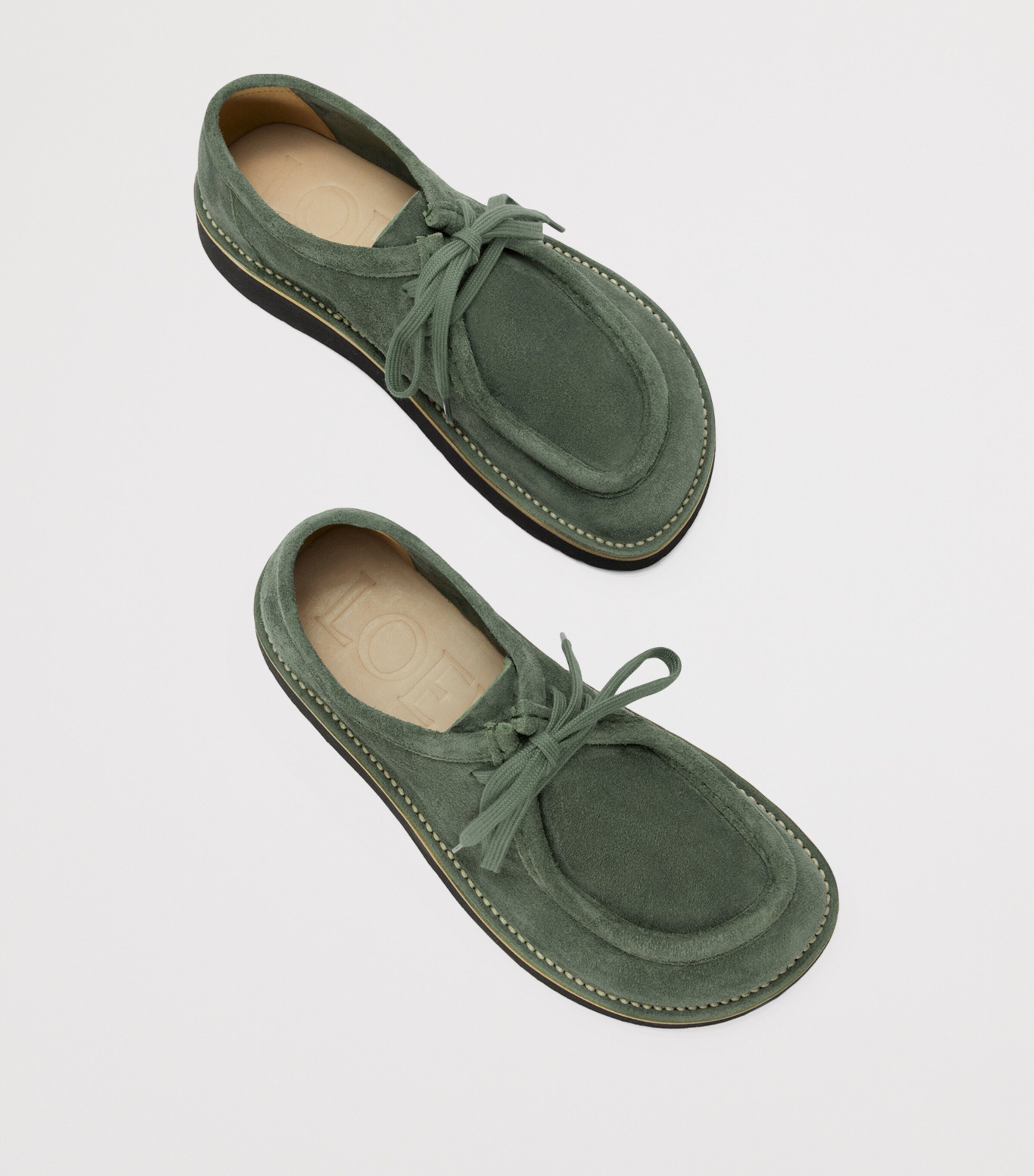 Suede Wide-Toe Faro Shoes SAGE Image 4