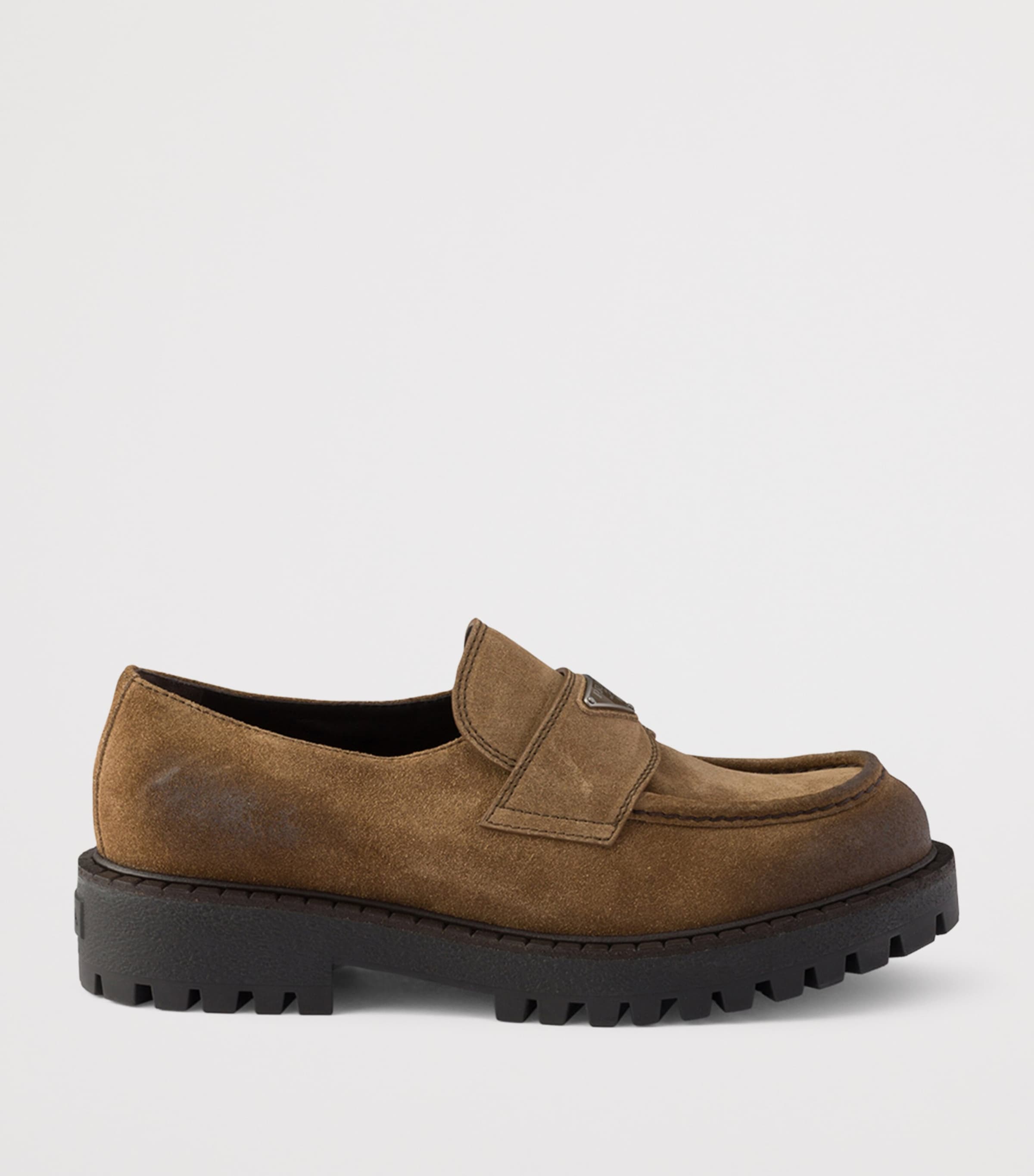 Prada Suede Aged Chunky Loafers Brown Image 3