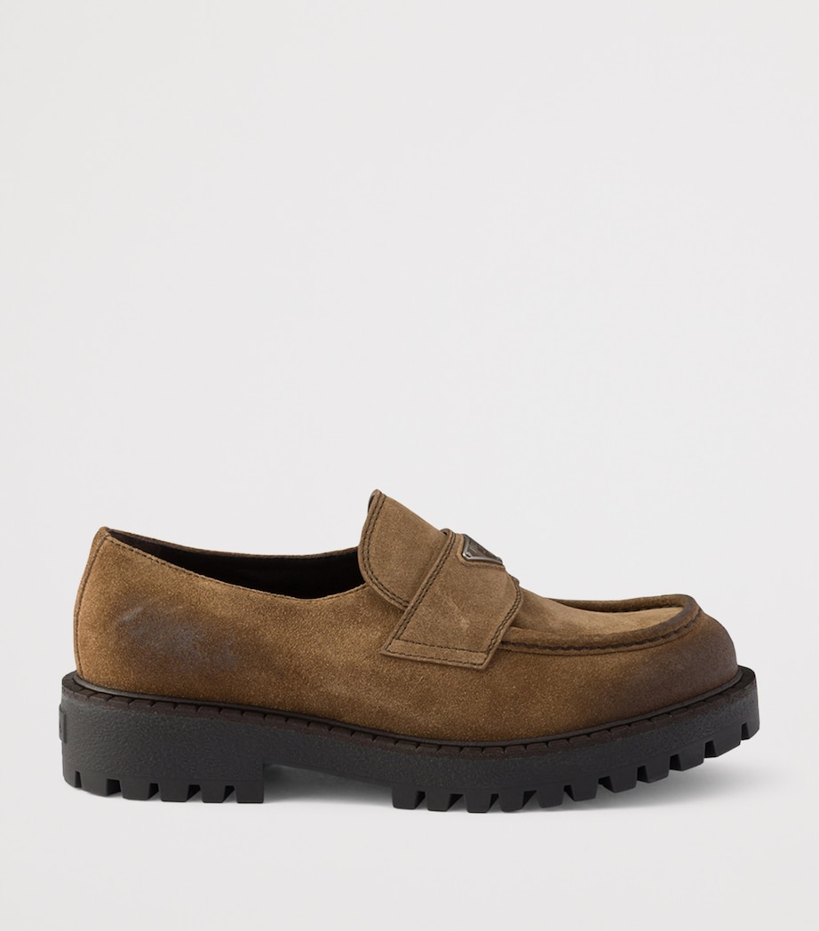 Prada Suede Aged Chunky Loafers Brown Image 3