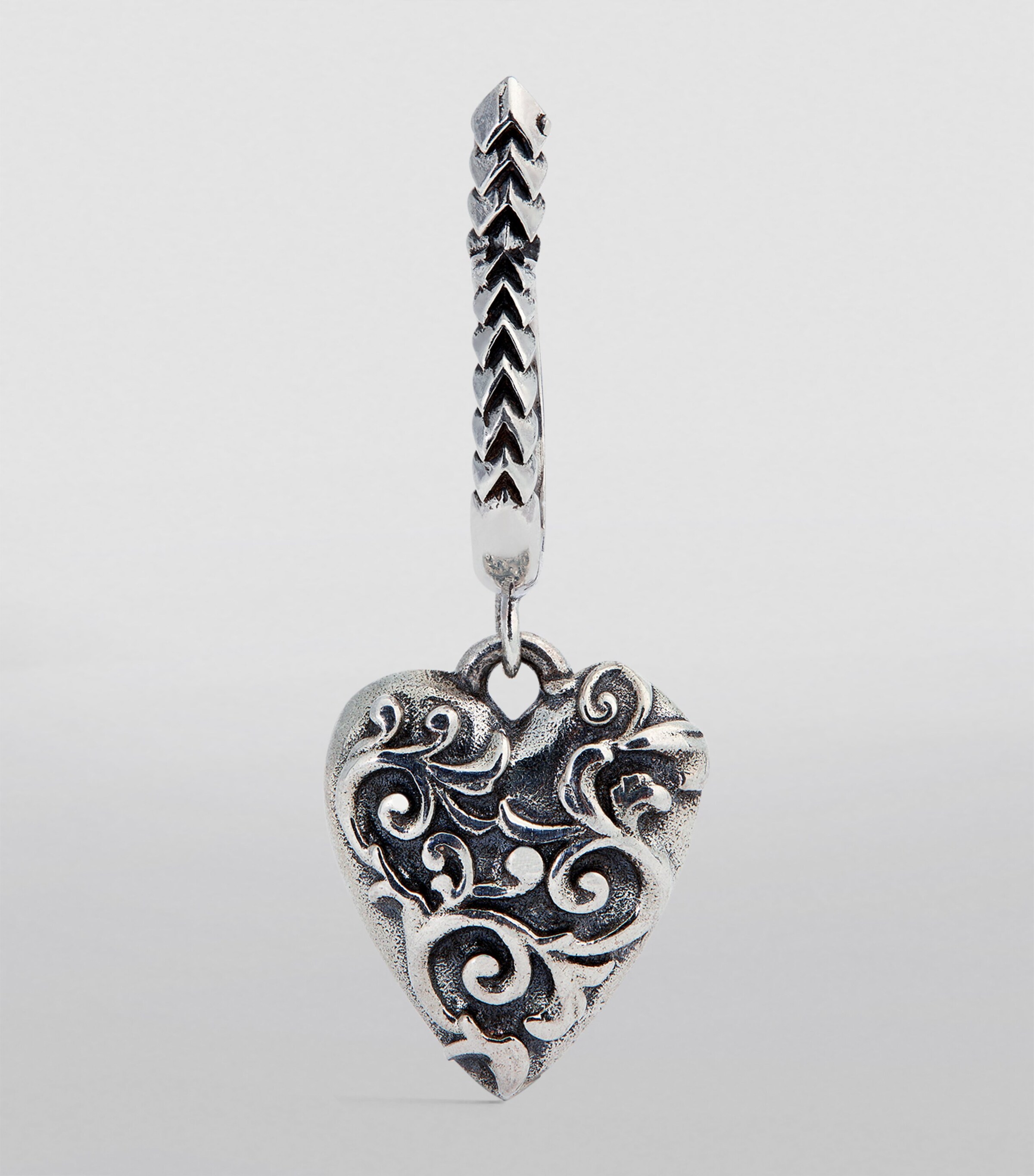 Emanuele Bicocchi Sterling Silver Arabesque Heart Single Earring Silver Image 2