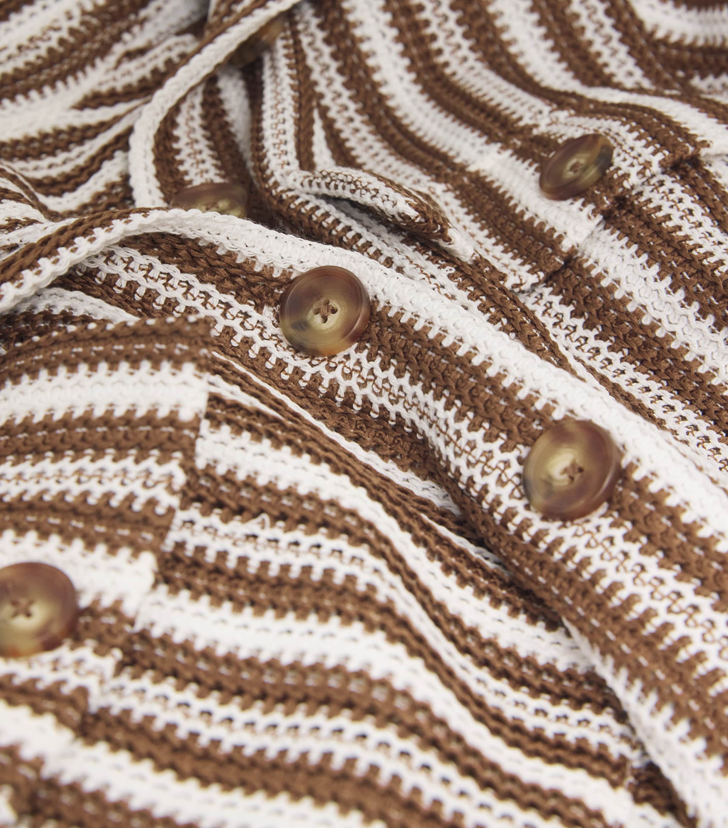 Knitted Stripe Bouvier Shirt W0372 WHITE/BROWN Image 5