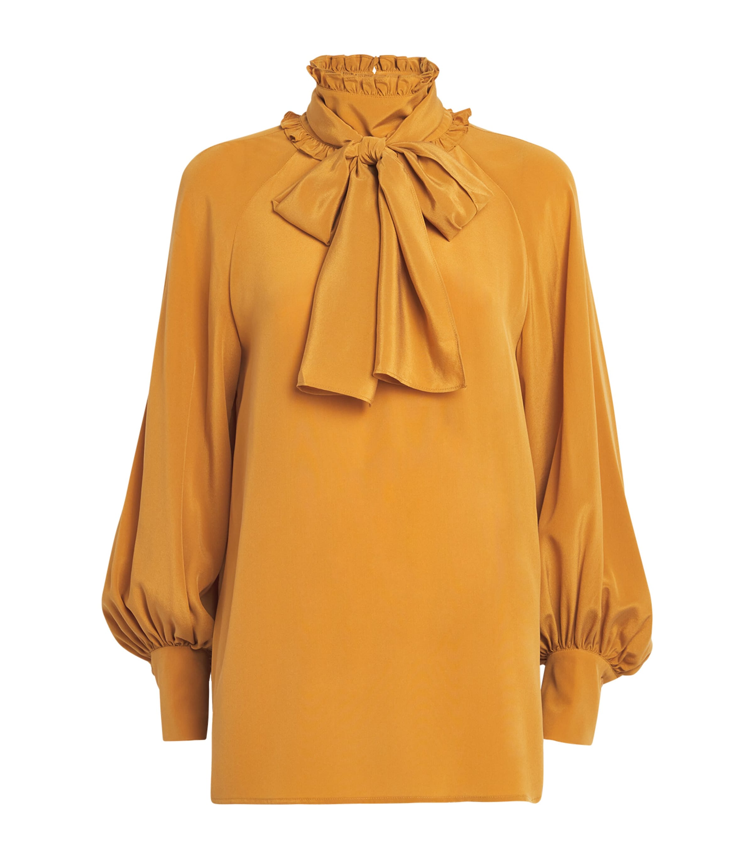 Weekend Max Mara Omens Ochre Guido High-neck Silk Blouse In Gold