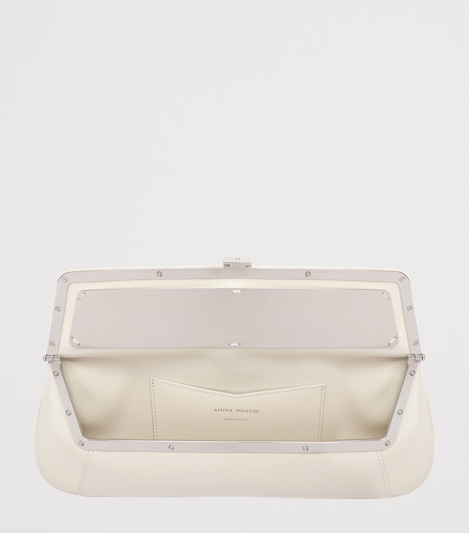 Amina Muaddi Leather Ami Clutch Bag Beige Image 3