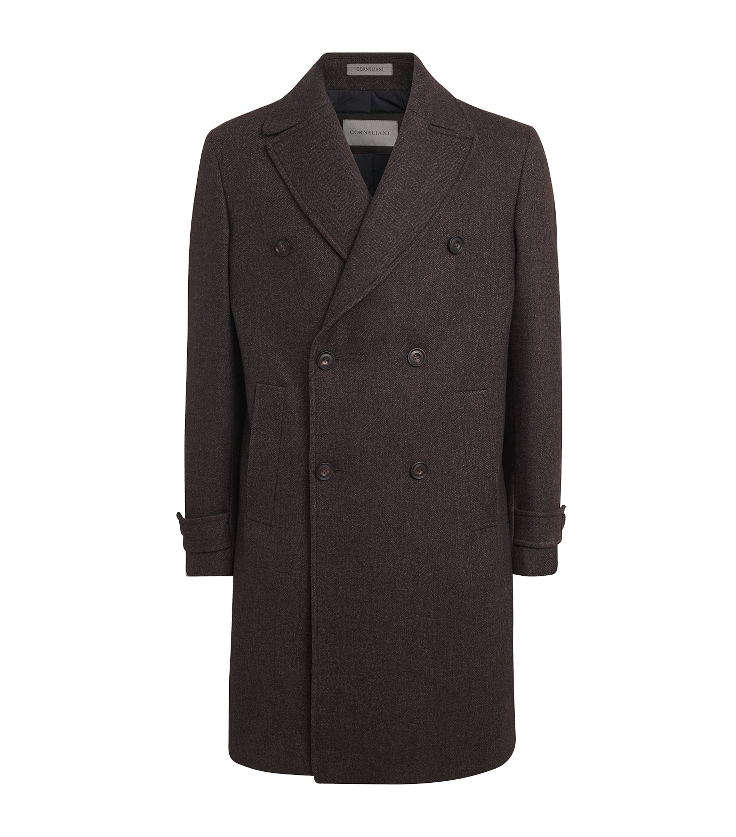 Corneliani Wool Overcoat In Brown