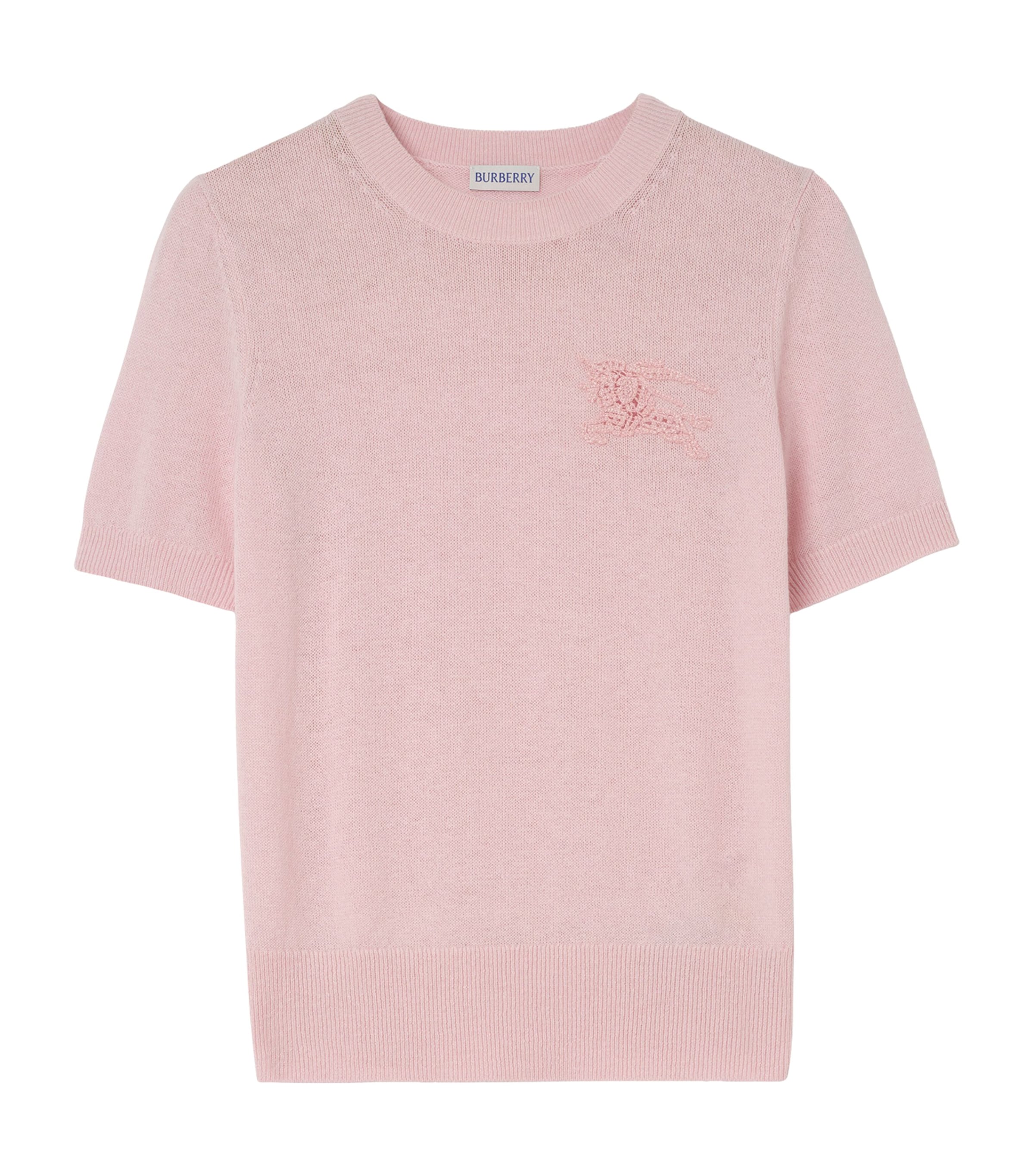 Burberry Womens Wool-Cotton EKD Knit Top Mallow Pink Image 1