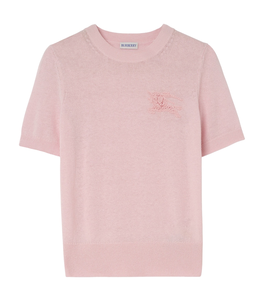 Burberry Womens Wool-Cotton EKD Knit Top Mallow Pink Image 1