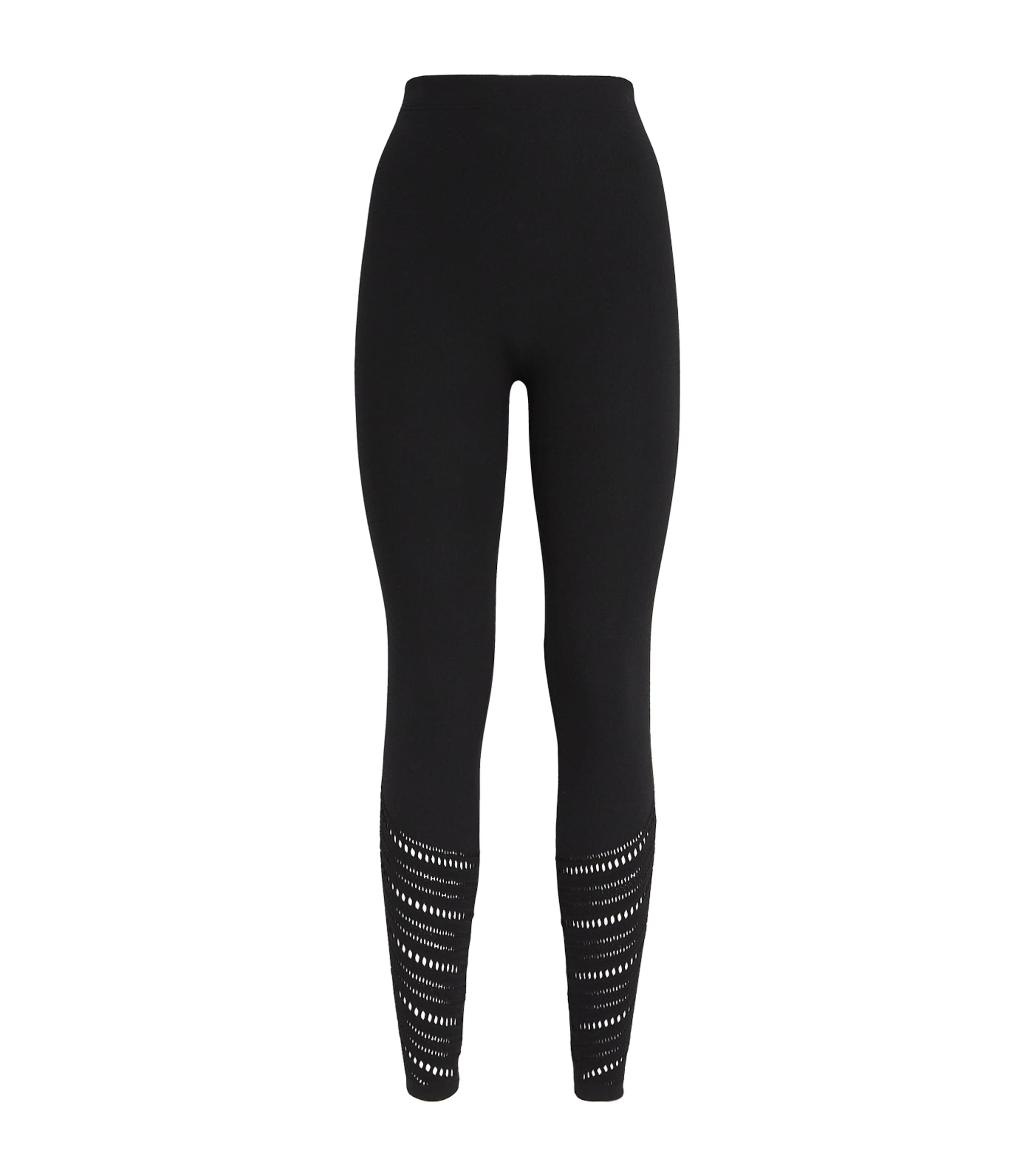 Shop Wolford Wool-blend Holes-effect Leggings In Black