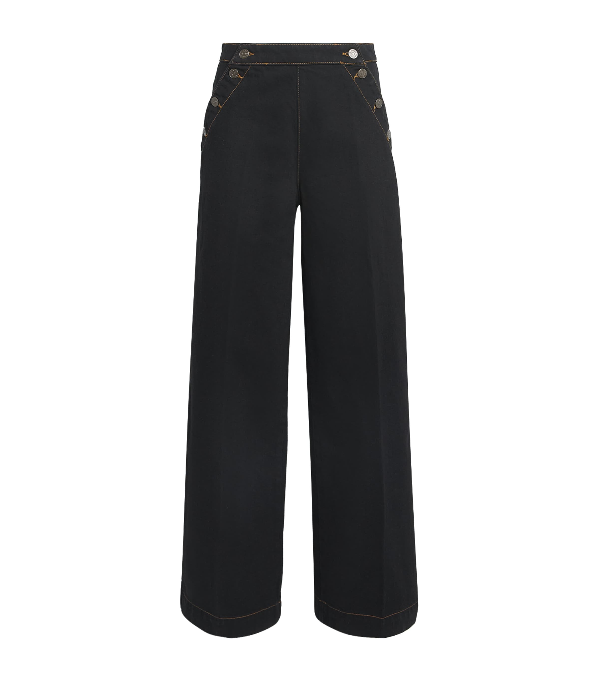 Claudie Pierlot Womens Sailor Wide-Leg Jeans Black Image 1