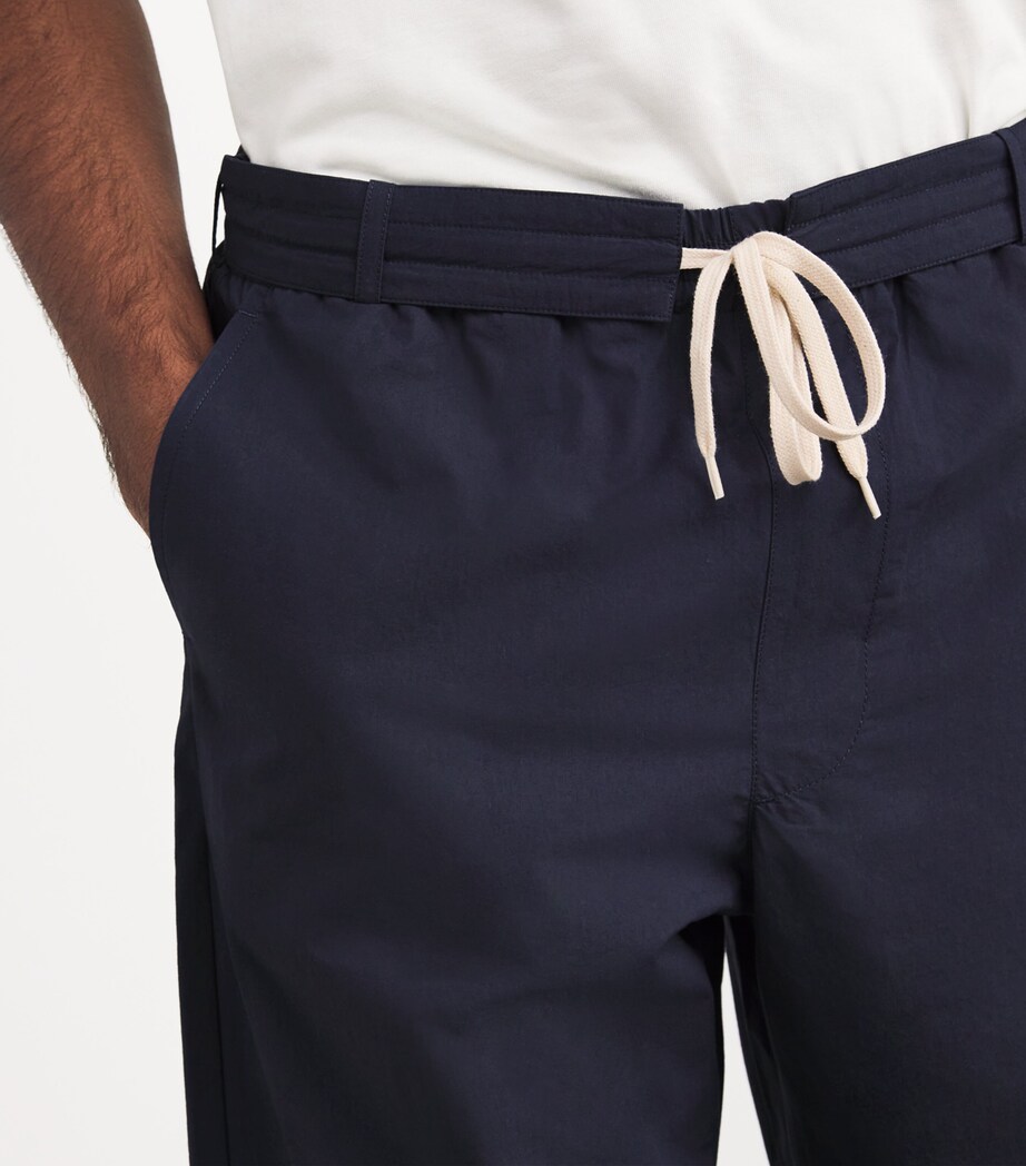 Cotton Drawstring Straight Trousers NAVY Image 6