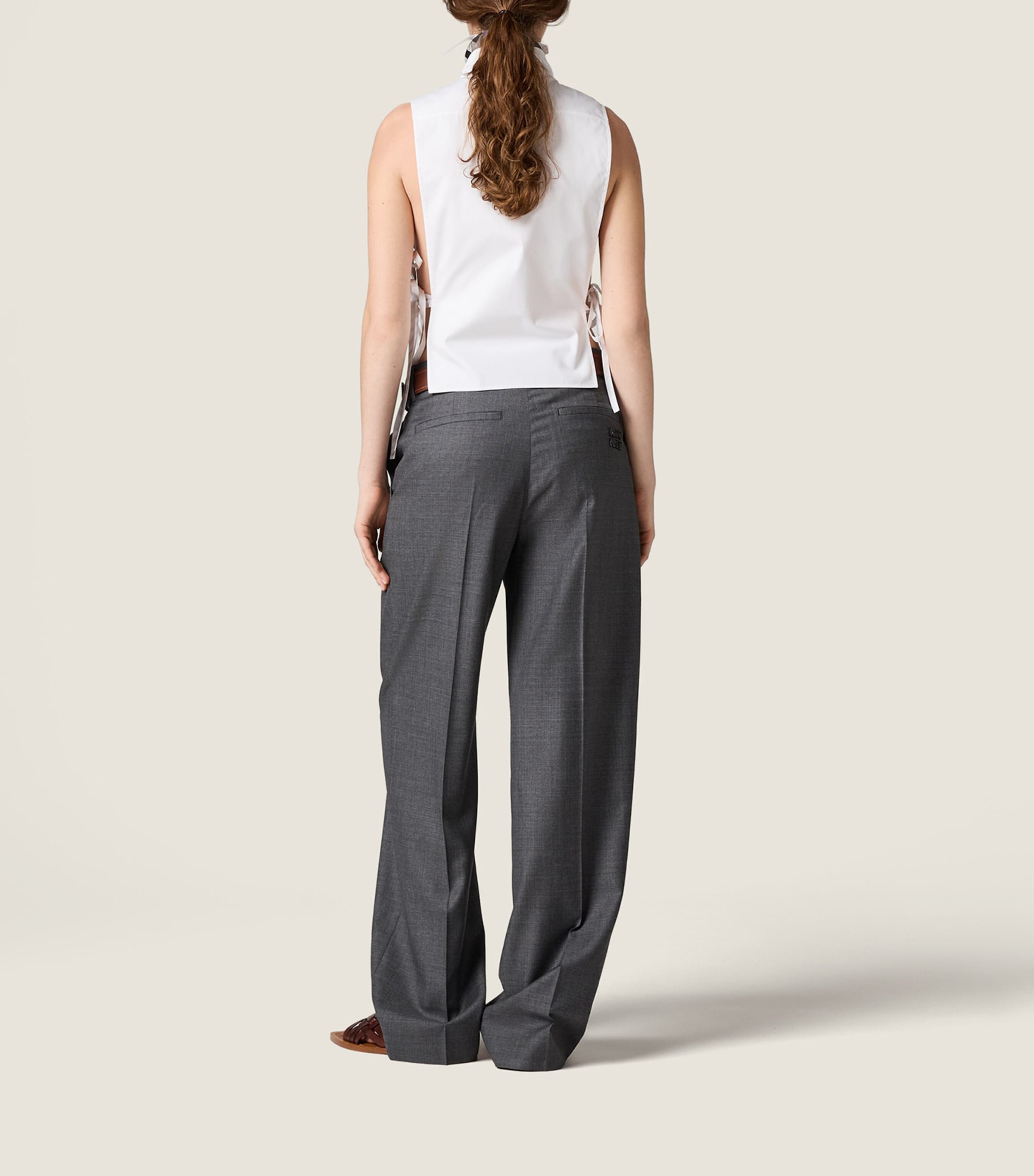 Miu Miu Womens Cotton Poplin Sleeveless Shirt Image 3