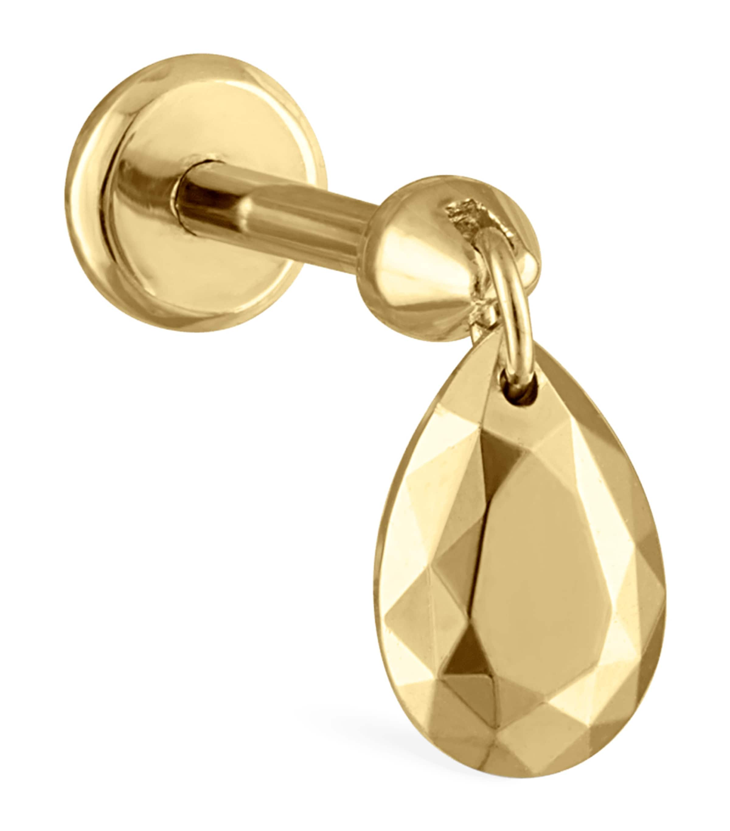 Shop Maria Tash Faceted Pear Threaded Charm Earring In Gold