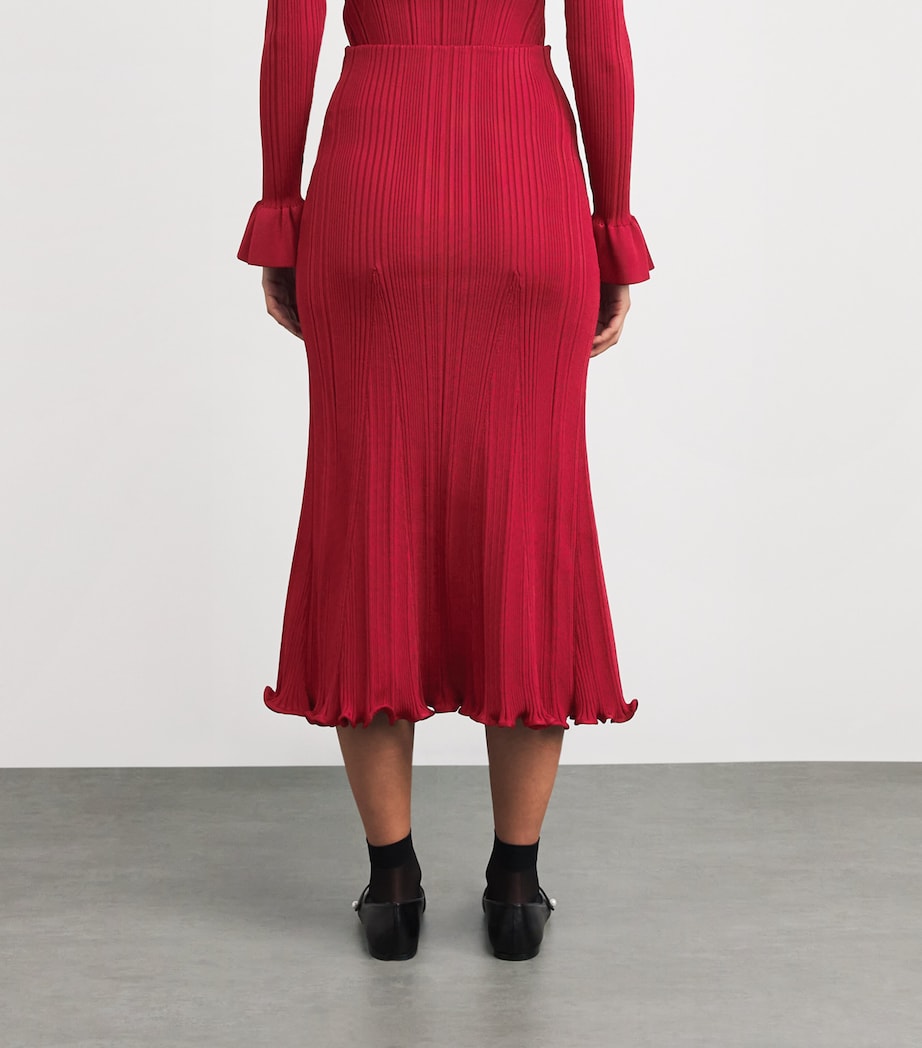 Knit Flared Midi Skirt RED Image 4