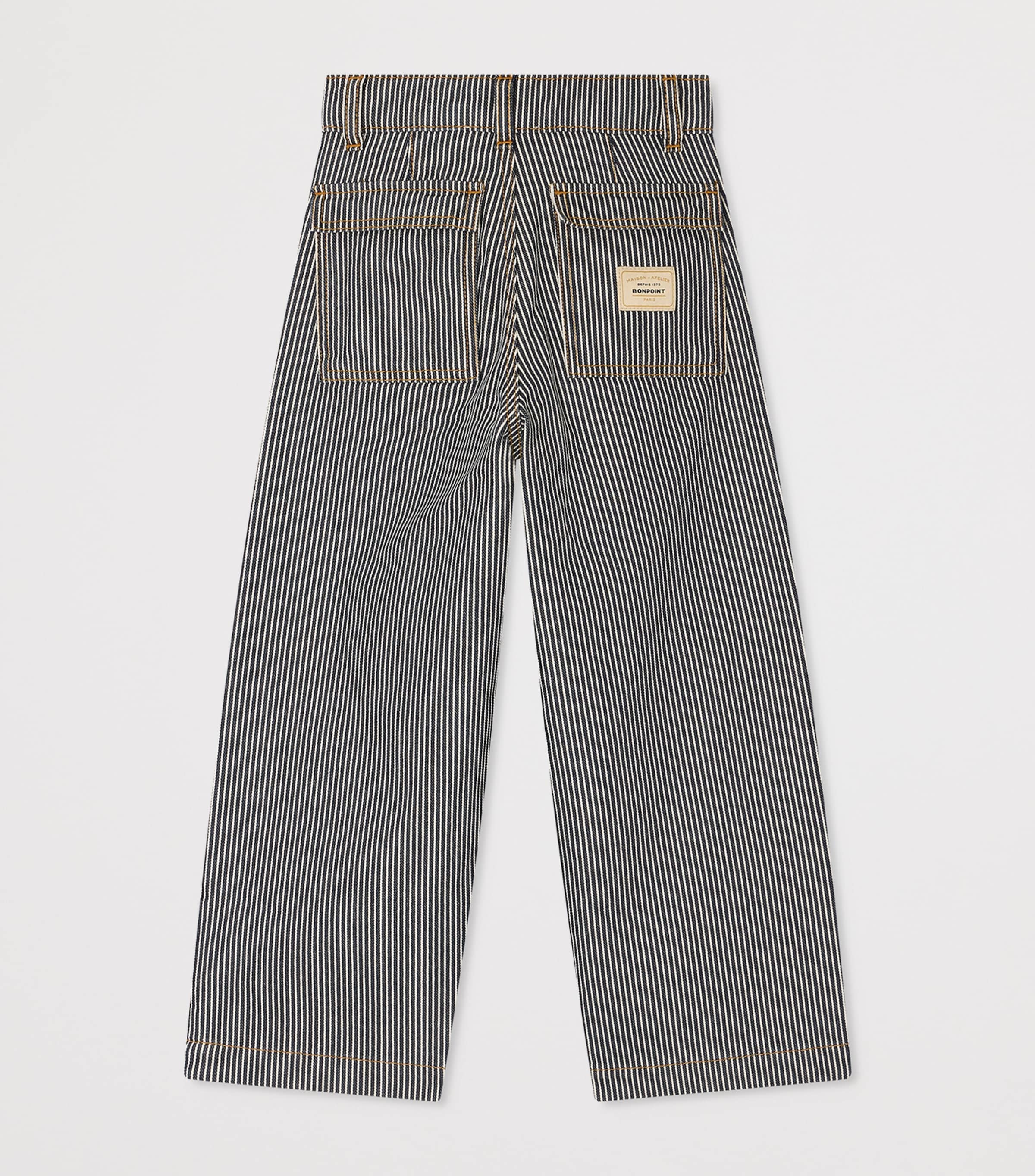 Bonpoint Cotton Stripe Jingle Jeans (10-14 Years) Ra Faux Noir Image 2
