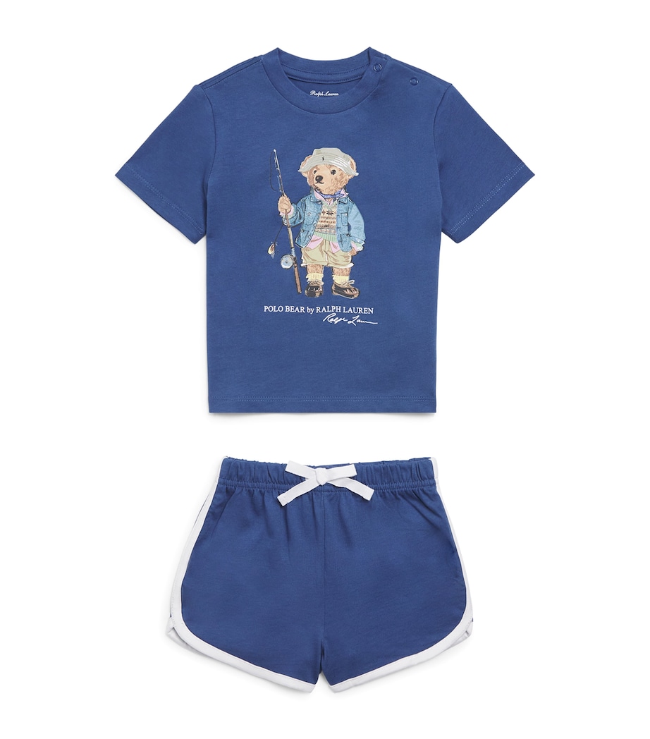 Ralph Lauren Kids Polo Bear T-Shirt and Shorts Set (3-24 Months) Old Royal Image 1