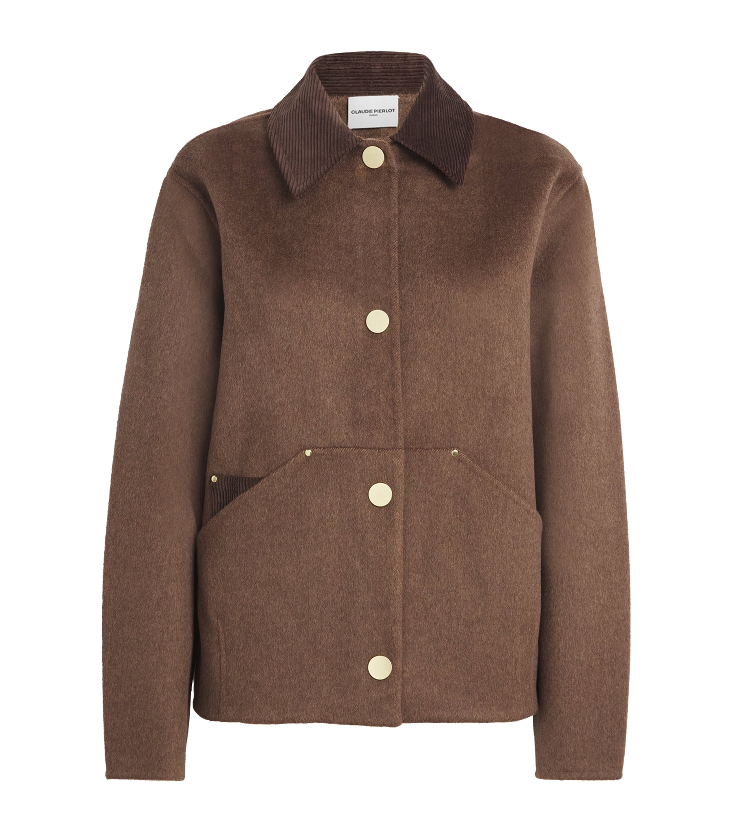 Claudie Pierlot Womens Brown Corduroy-collar Wool-blend Coat In Brown