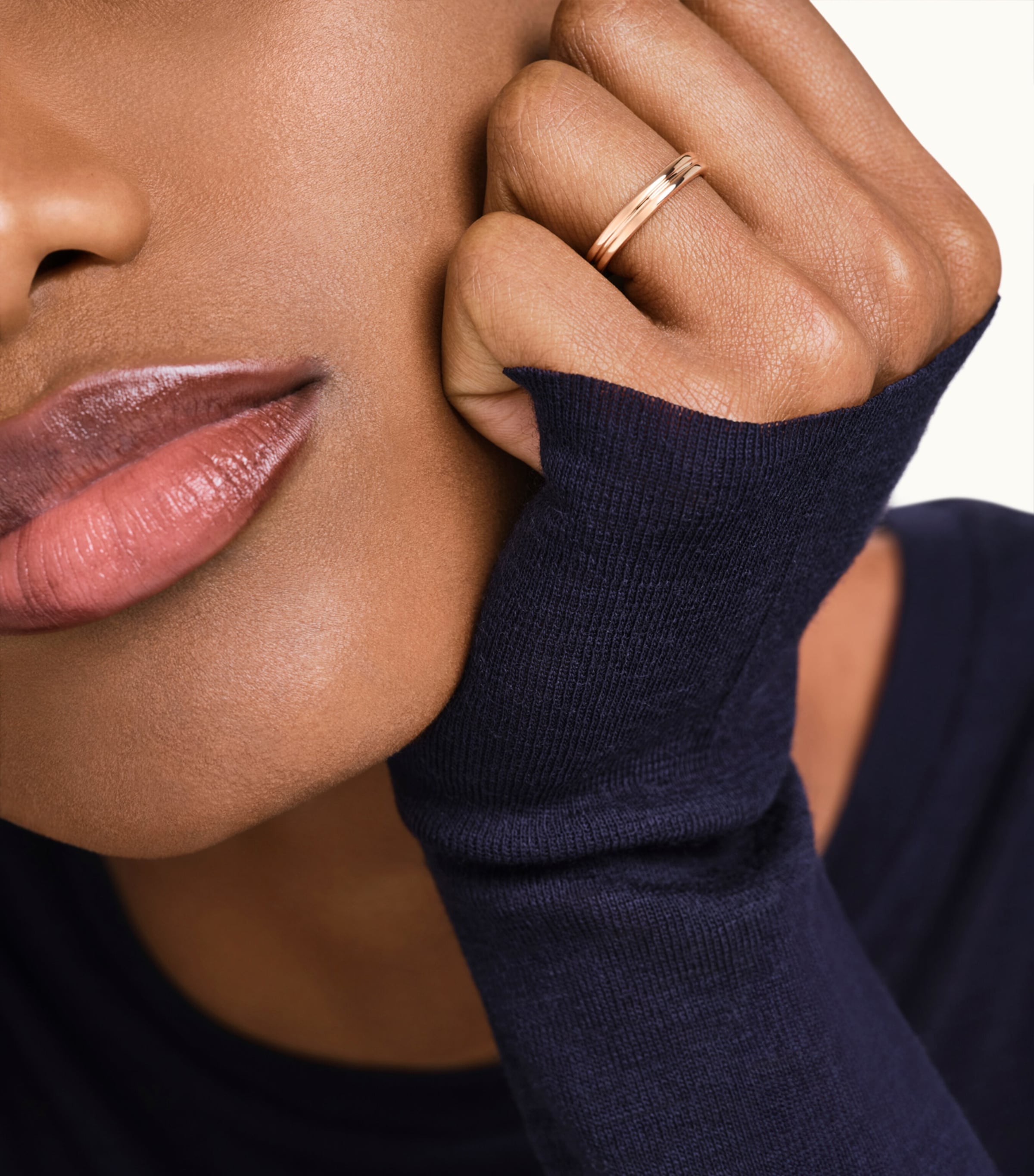 Rose Gold Quatre Godron Wedding Band Image 2