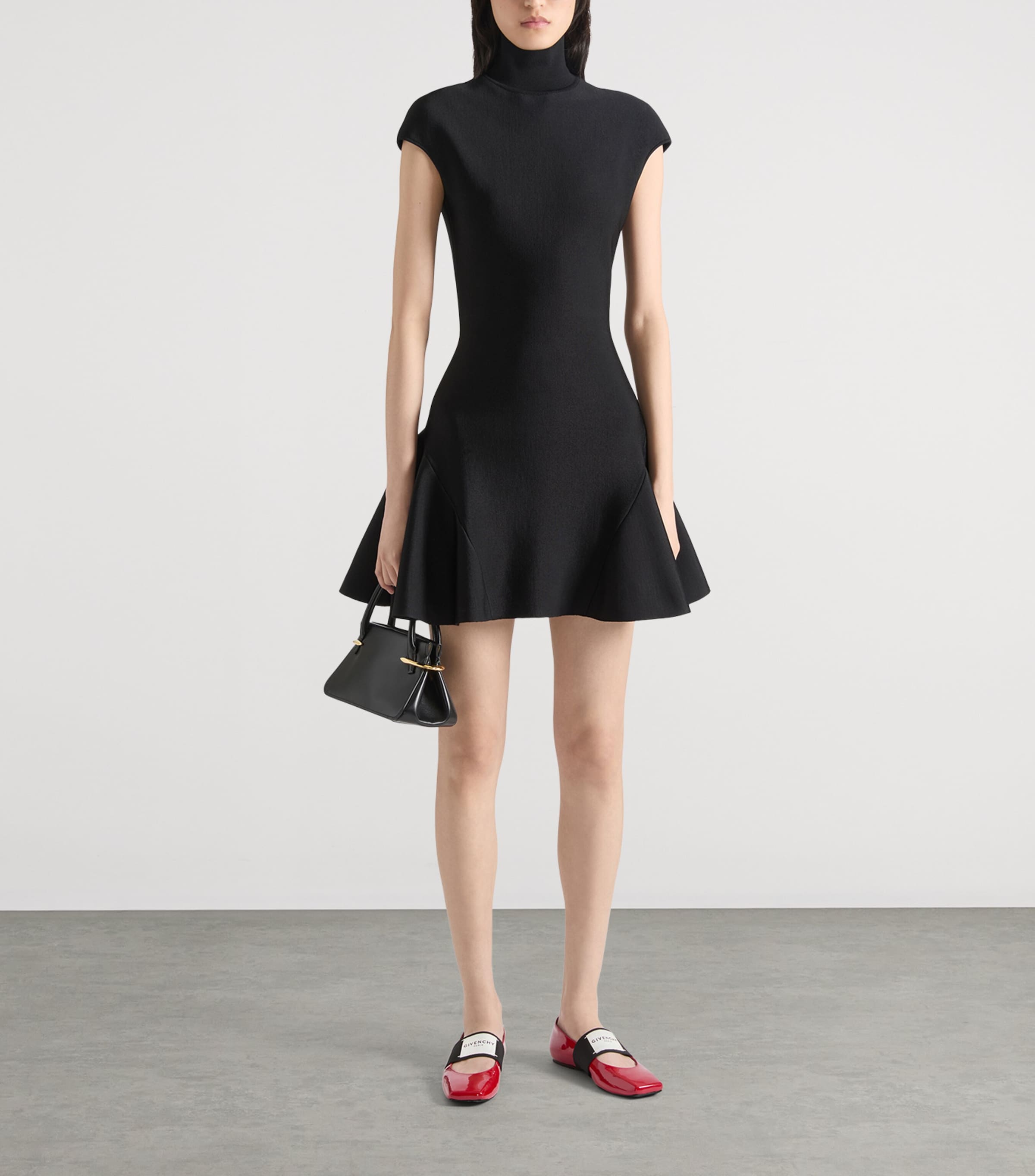 Knitted Cap Sleeve Mini Dress BLACK Image 2