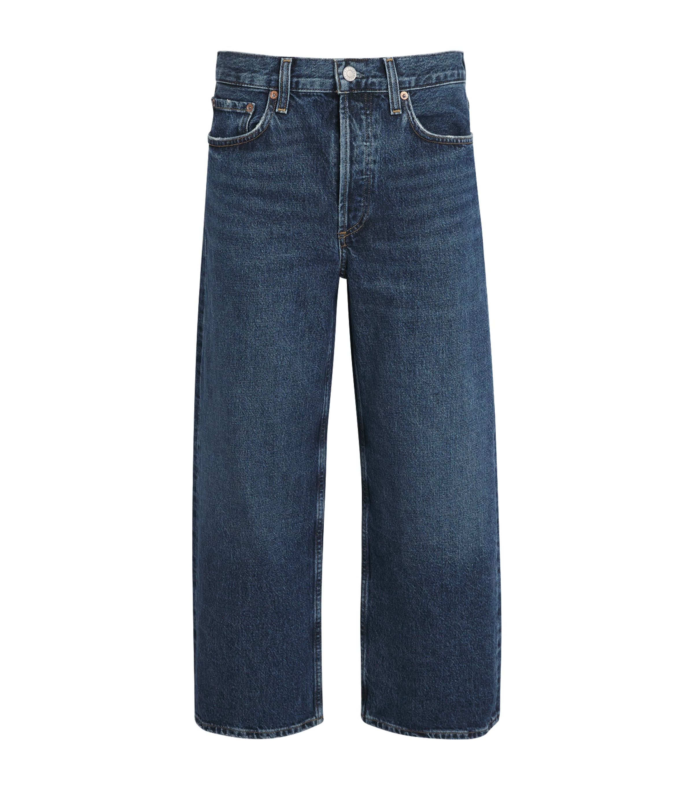 Agolde Ren Raw Hem High Waist Ankle Wide Leg Jeans In Chord In Blue