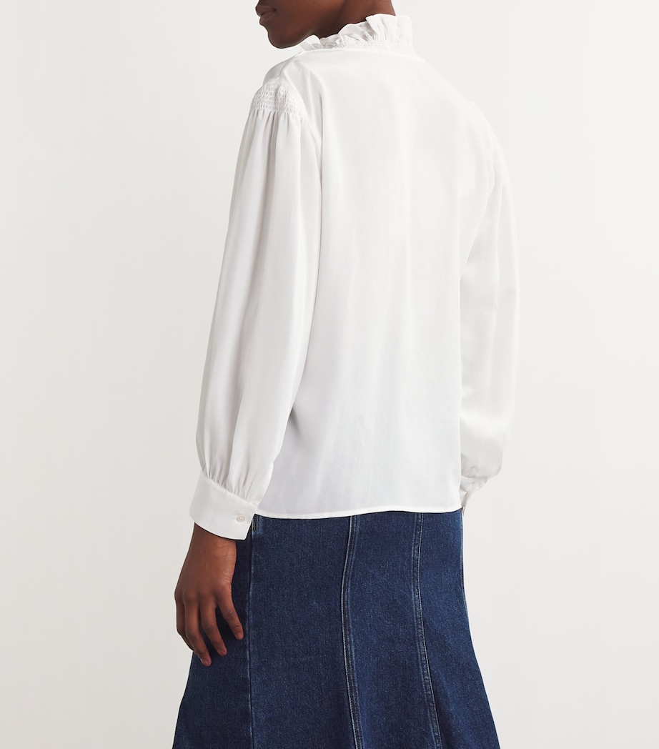 Silk Ruffle Collar Shirt WHITE Image 4