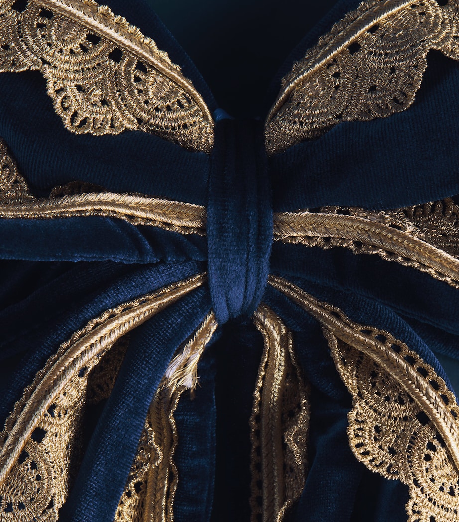 Luxury Garland Lace-Trim Bow Tree Decoration Navy/gold Trim Image 2