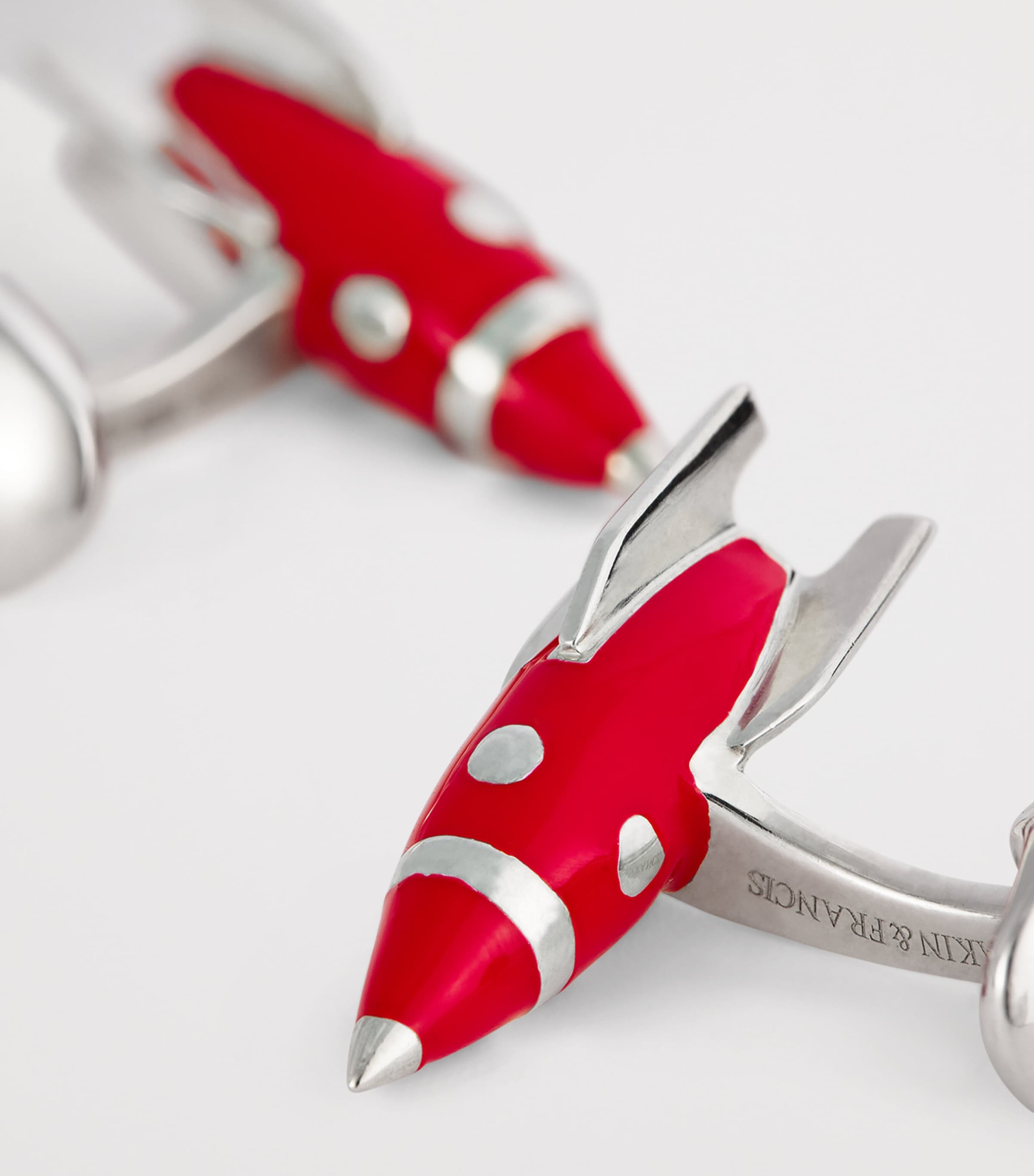 Sterling Silver Enamel Rocket Cufflinks SILVER Image 6