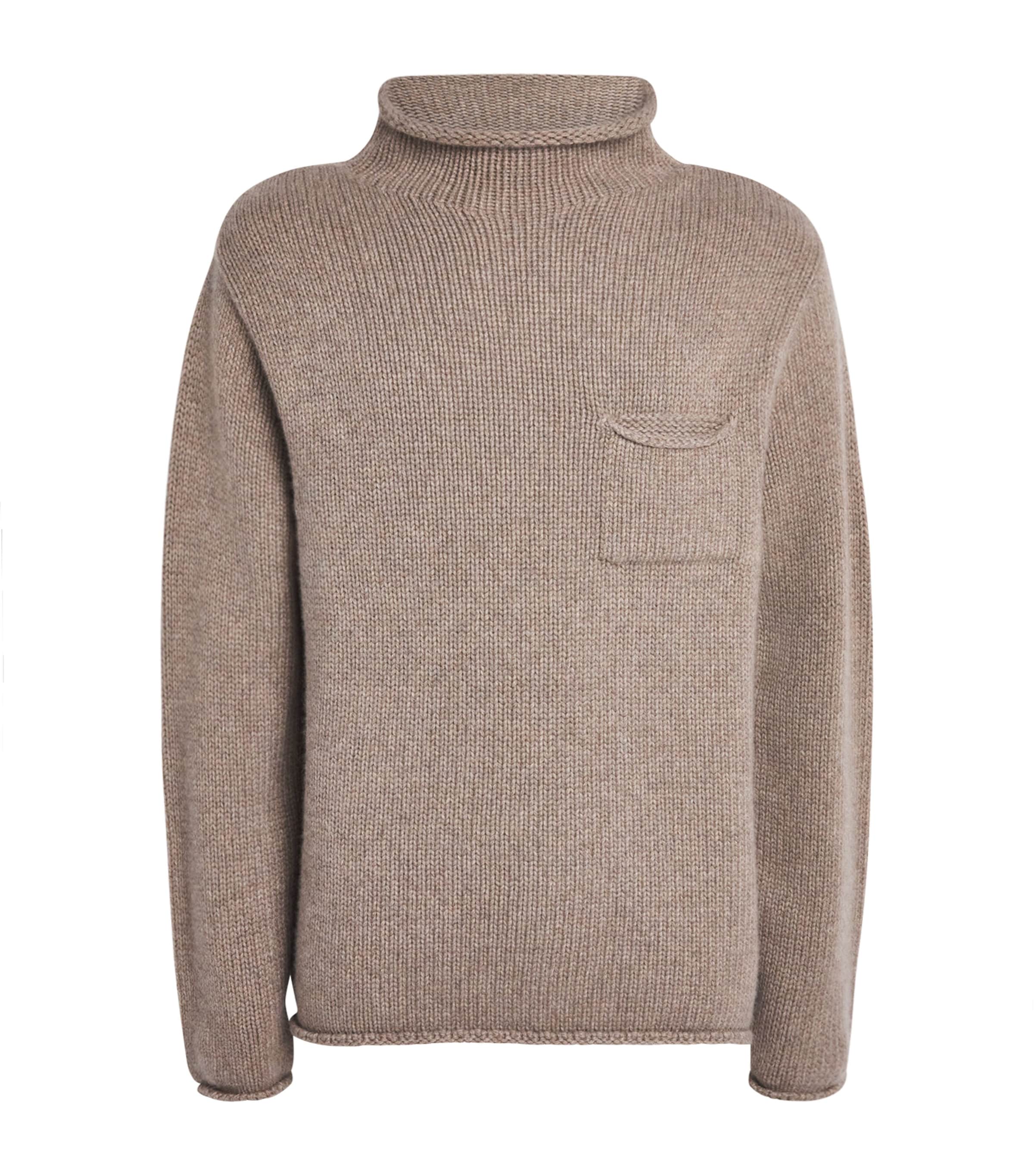 Johnstons Of Elgin Cashmere Rollneck Sweater In Brown