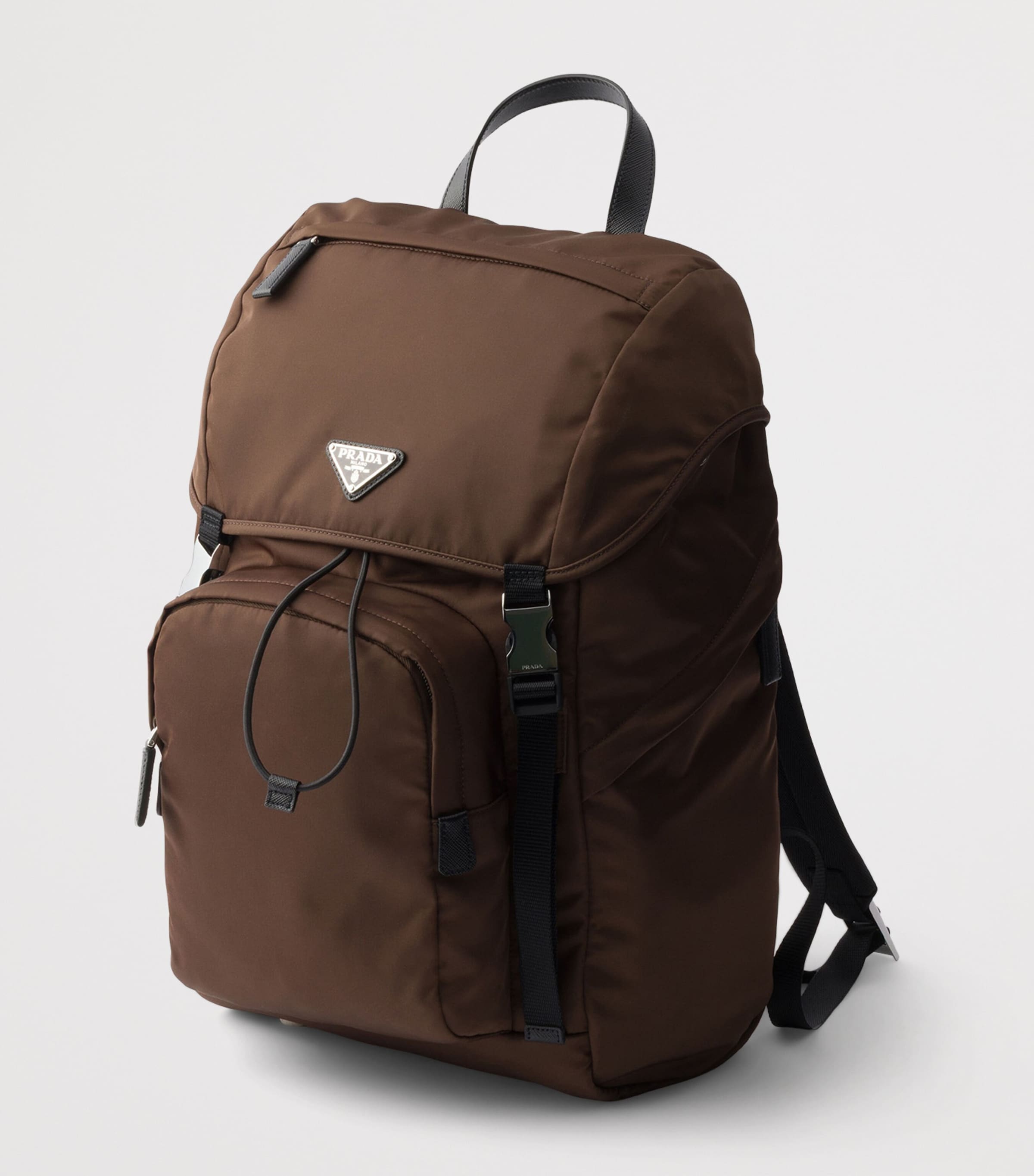 Prada Re-Nylon and Saffiano Leather Backpack Brown Image 2