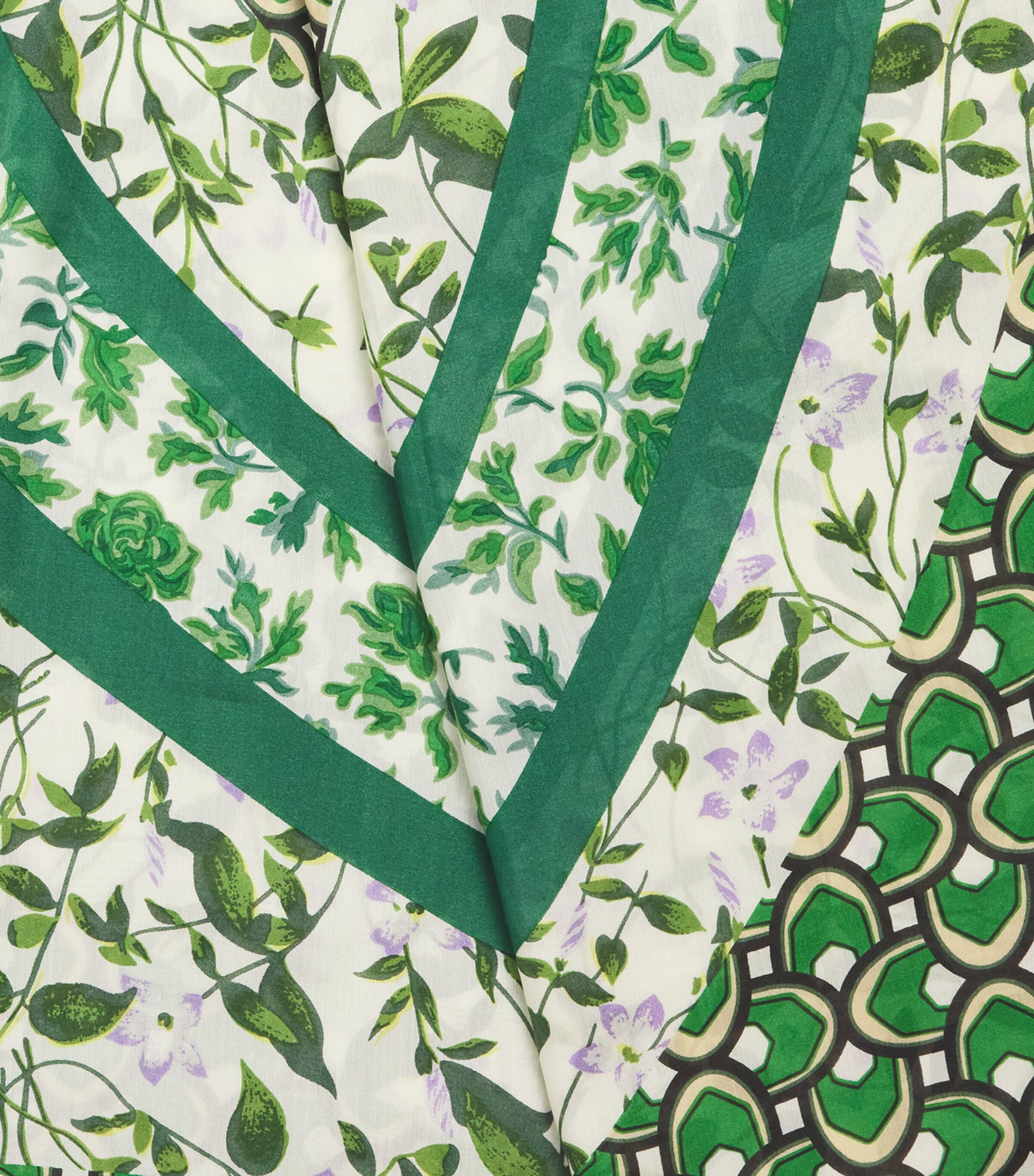 Modal-Silk Patterned Stole Scarf GREEN Image 5